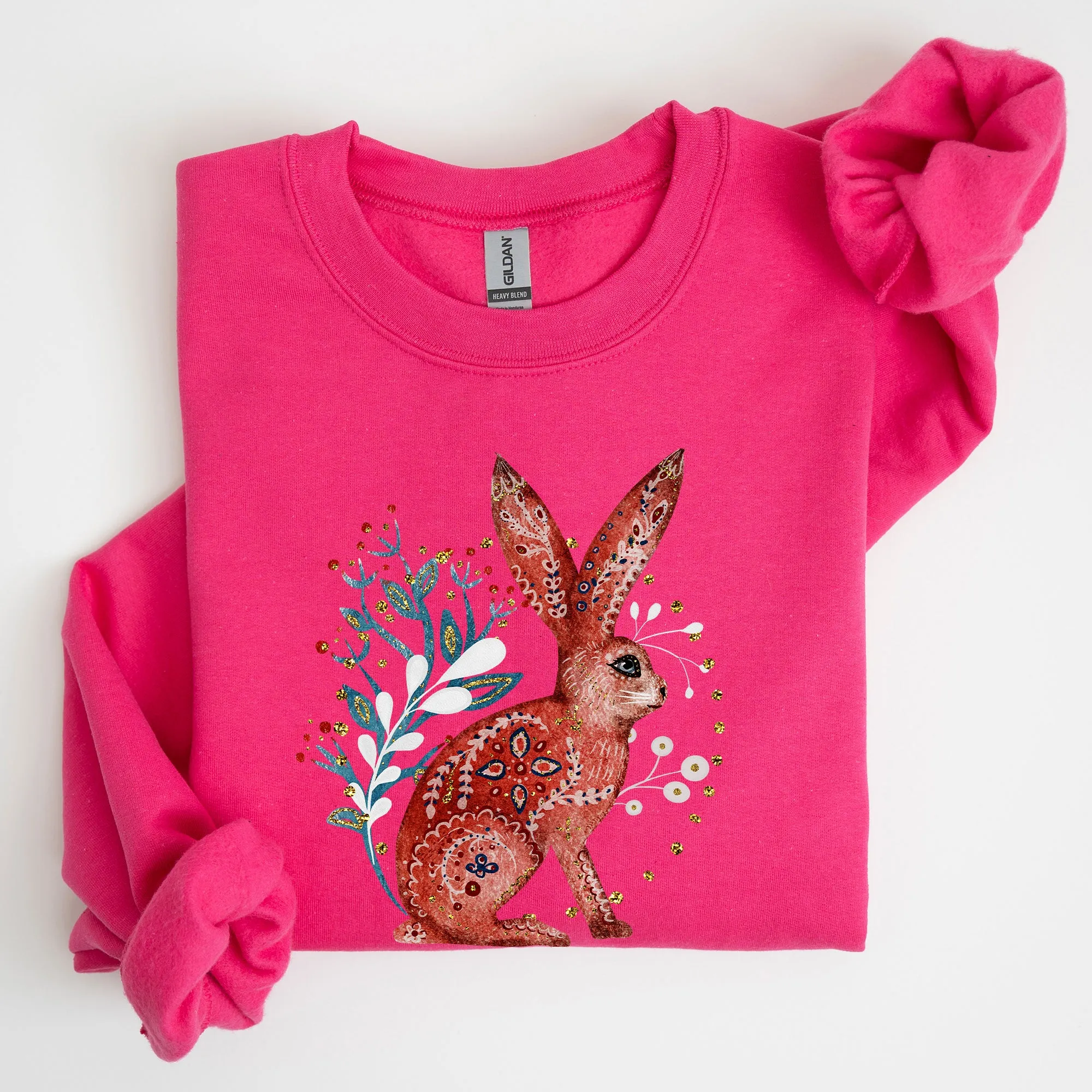 Folk Art Rabbit, Easter, Scandinavian Sweatshirt sold by Refinery Number One product image thumbnail 4