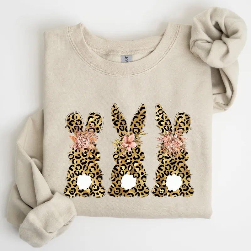 Leopard Print Easter Bunnies, Easter Rabbit Sweatshirt sold by Refinery Number One