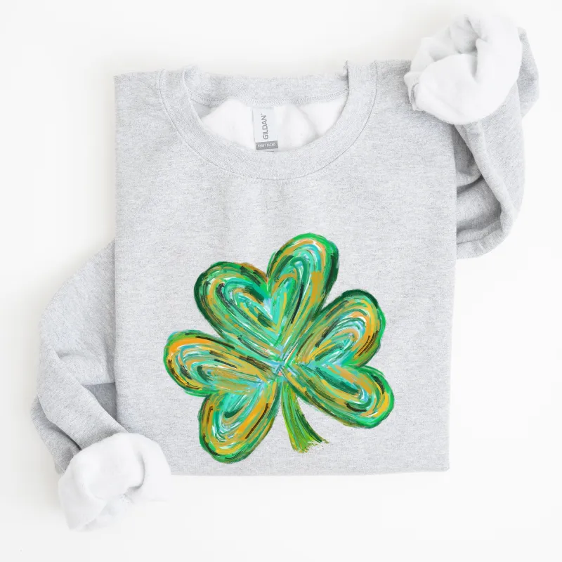 Watercolor Shamrock, Hearts, Irish, St Patrick's Day Sweatshirt sold by Refinery Number One