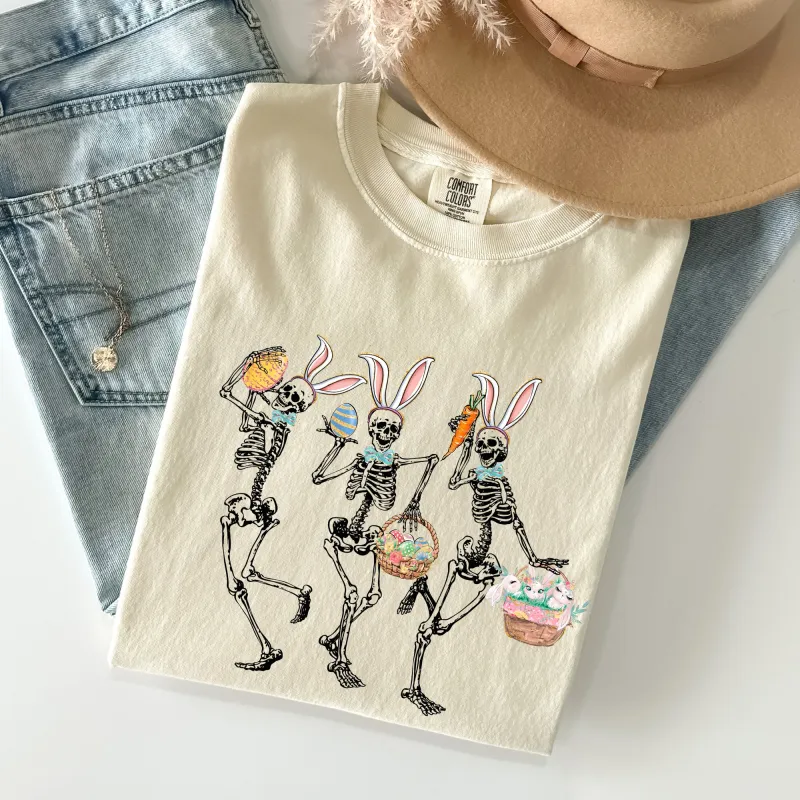 Dancing Easter Skeleton, Rabbit, Bunnies Comfort Colors Tshirt sold by Refinery Number One