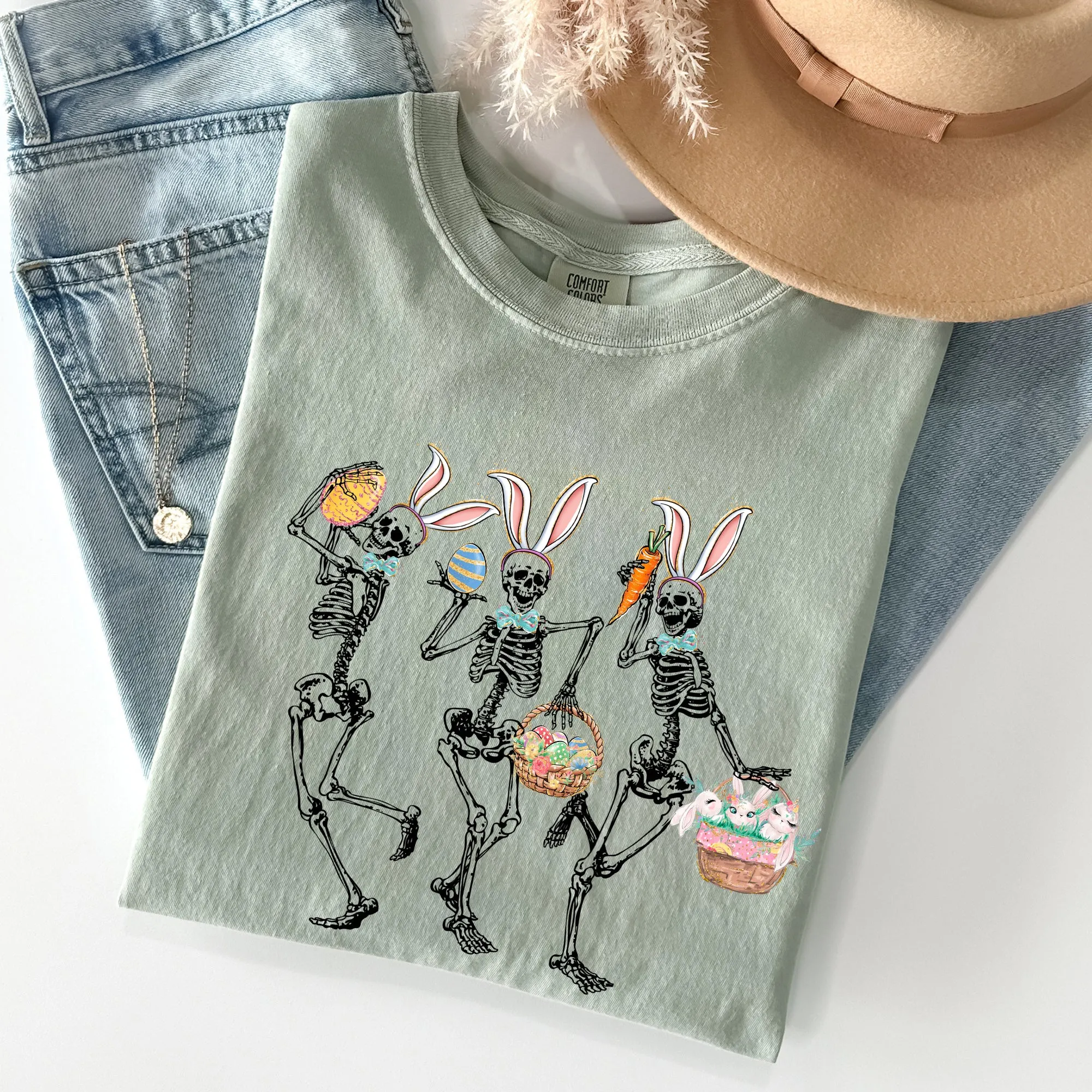 Dancing Easter Skeleton, Rabbit, Bunnies Comfort Colors Tshirt sold by Refinery Number One product image thumbnail 2