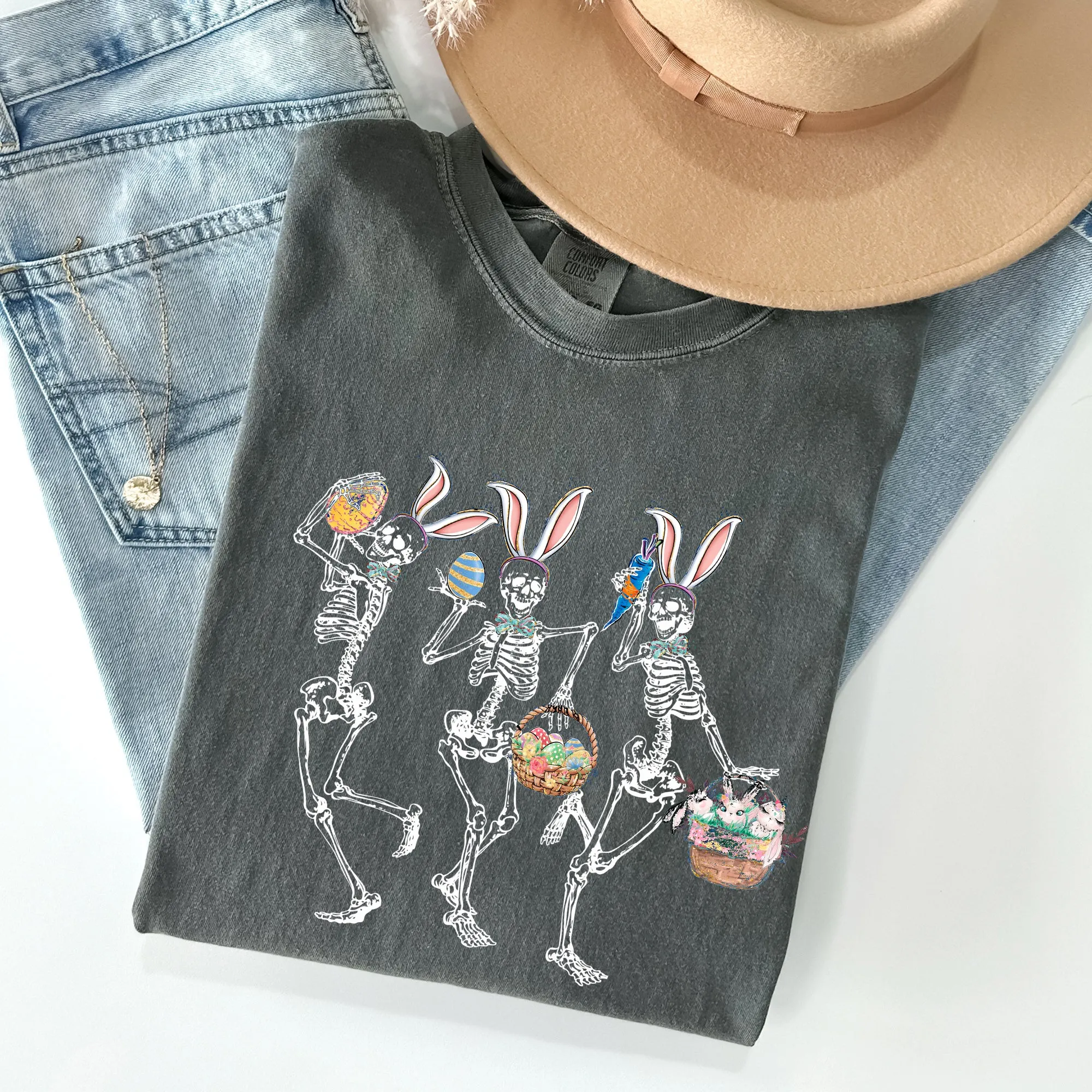 Dancing Easter Skeleton, Rabbit, Bunnies Comfort Colors Tshirt sold by Refinery Number One product image thumbnail 4