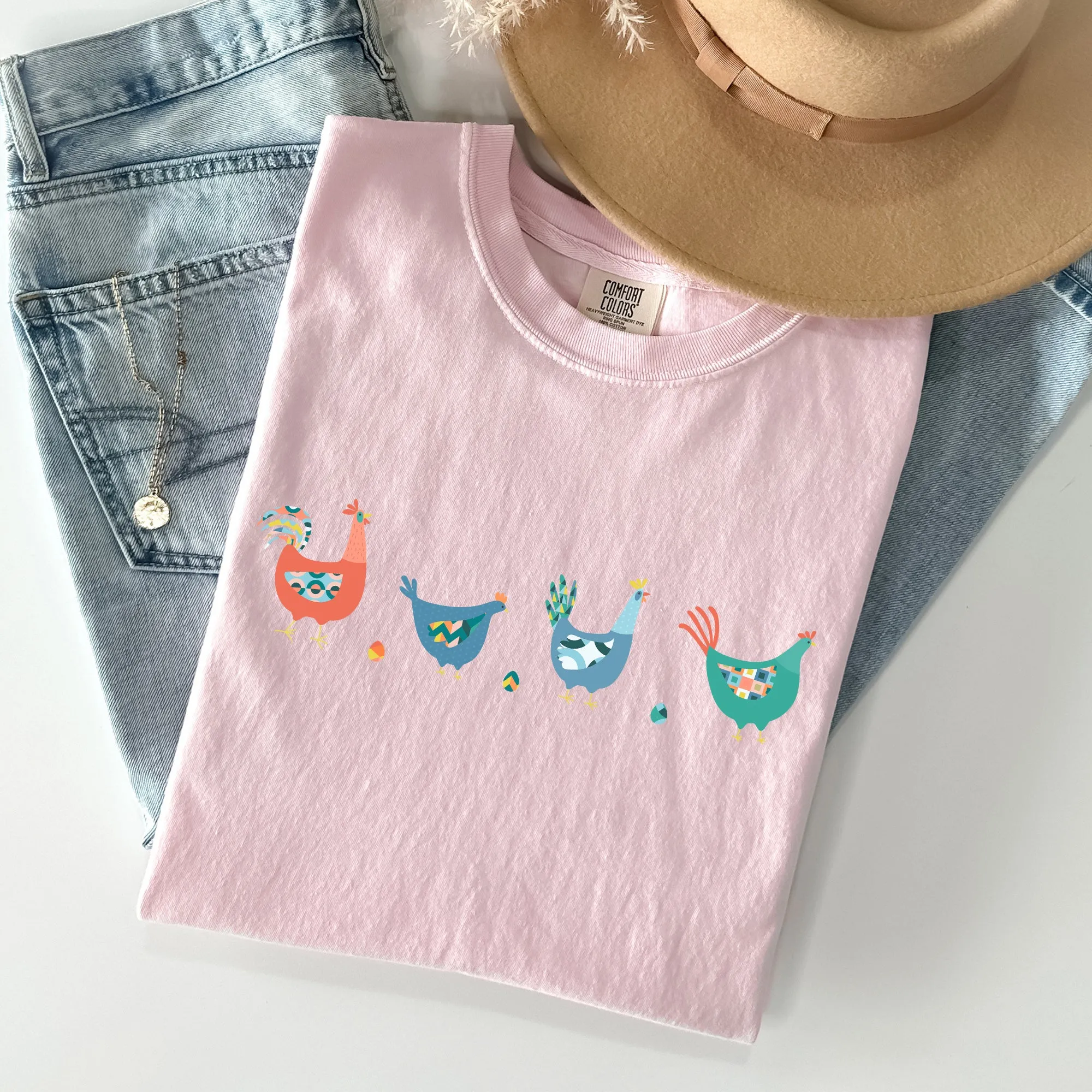Easter Chickens and Eggs, Spring, Colorful Comfort Colors Tshirt sold by Refinery Number One product image thumbnail 4