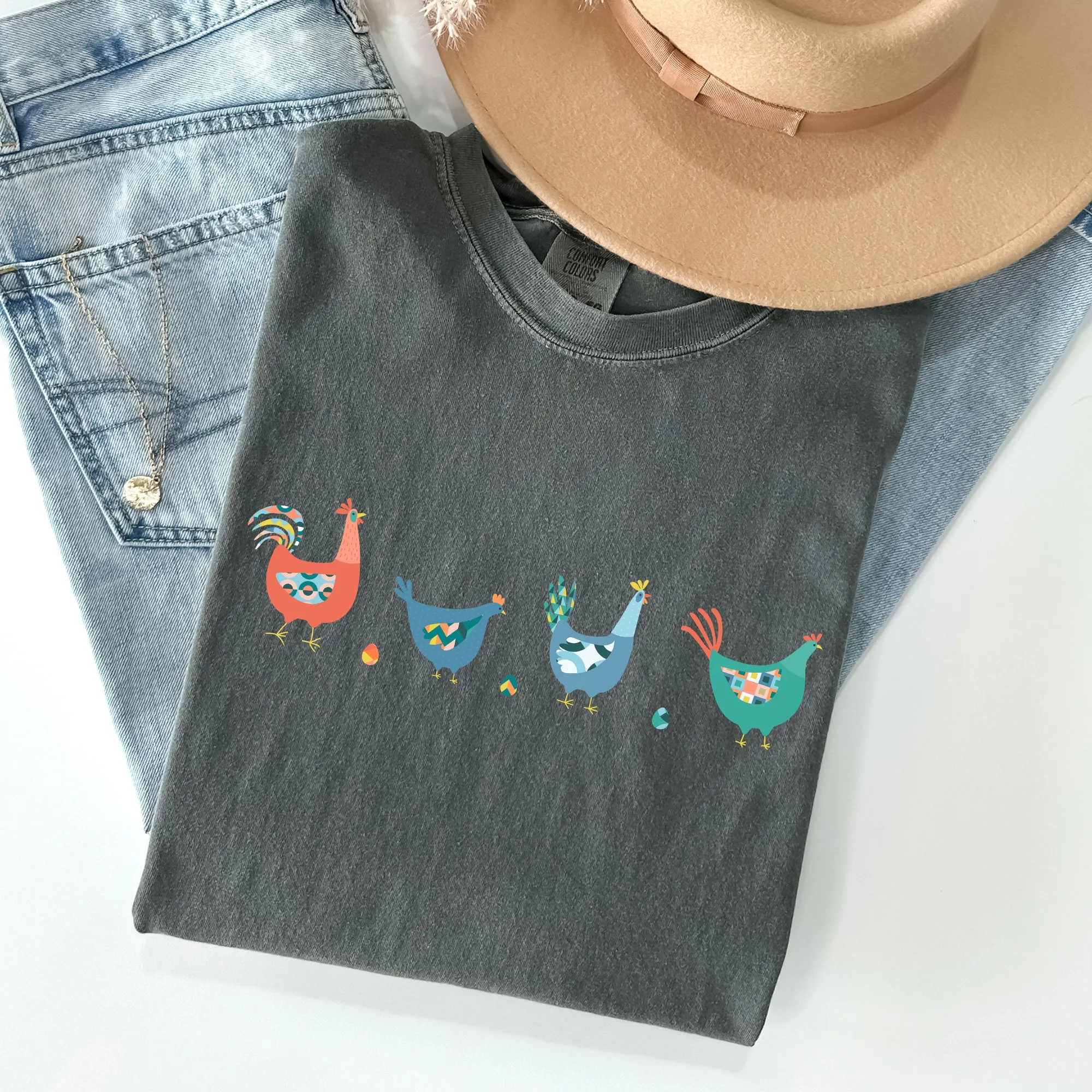 Easter Chickens and Eggs, Spring, Colorful Comfort Colors Tshirt sold by Refinery Number One product image thumbnail 2