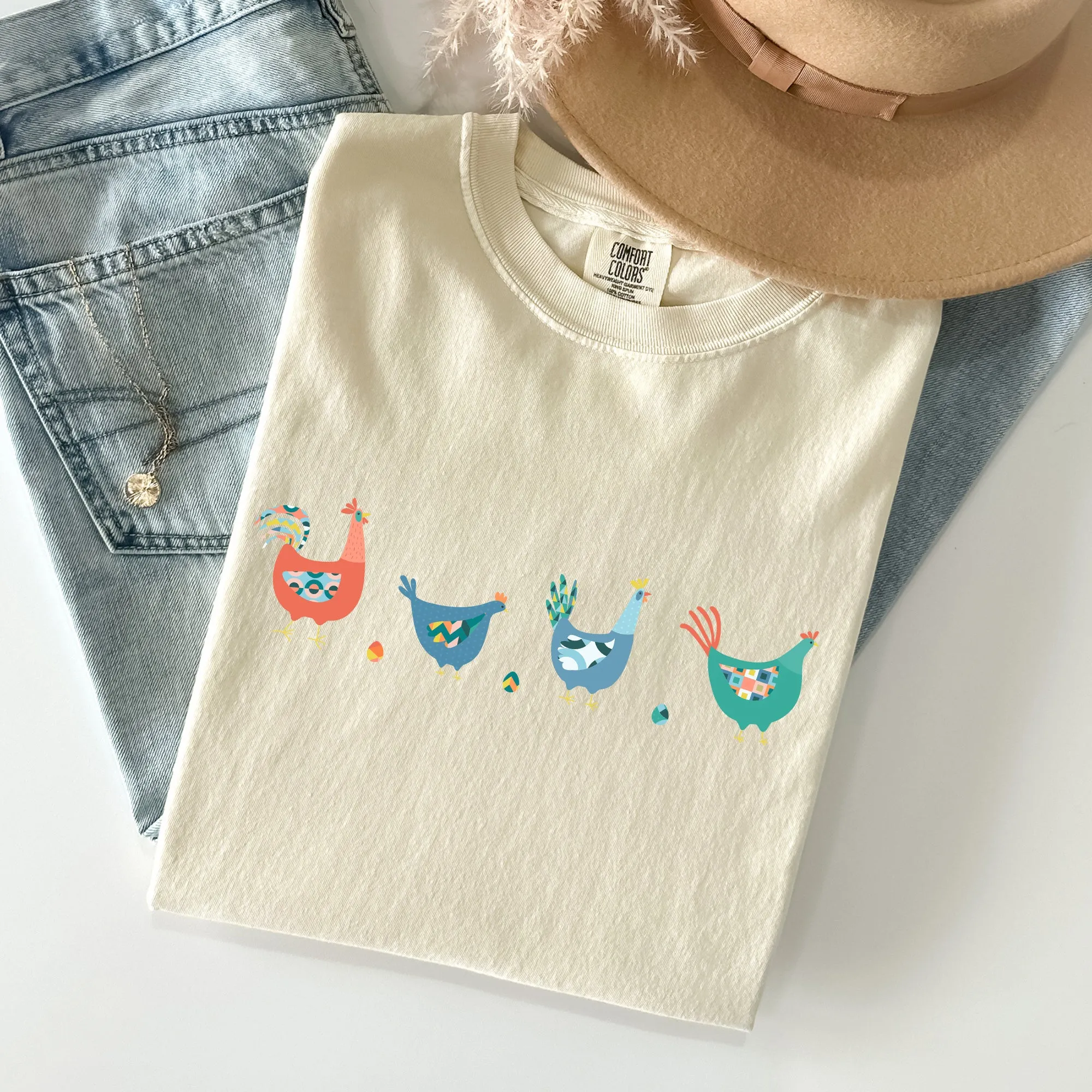 Easter Chickens and Eggs, Spring, Colorful Comfort Colors Tshirt sold by Refinery Number One product image thumbnail 5