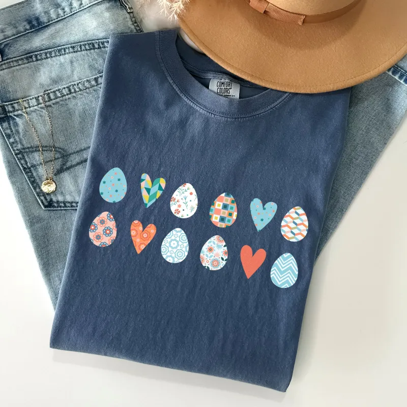 Hearts and Eggs, Colorful Easter Comfort Colors Tshirt sold by Refinery Number One
