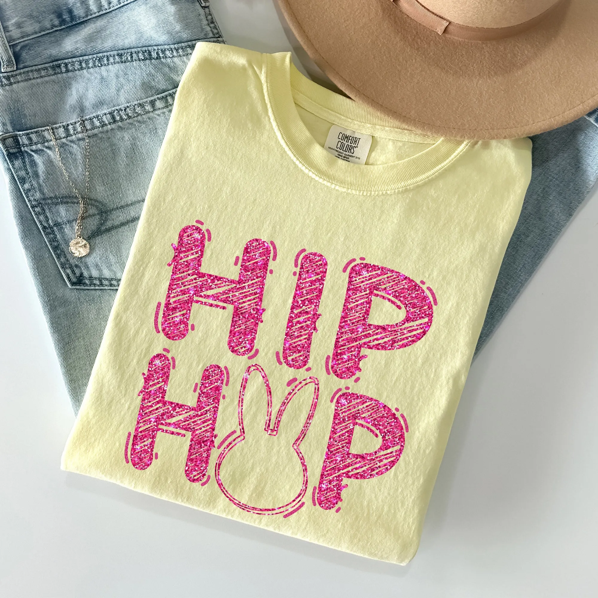 Hip Hop, Retro Glitter Effect, Bunny, Rabbit, Easter Comfort Colors Tshirt sold by Refinery Number One product image thumbnail 4
