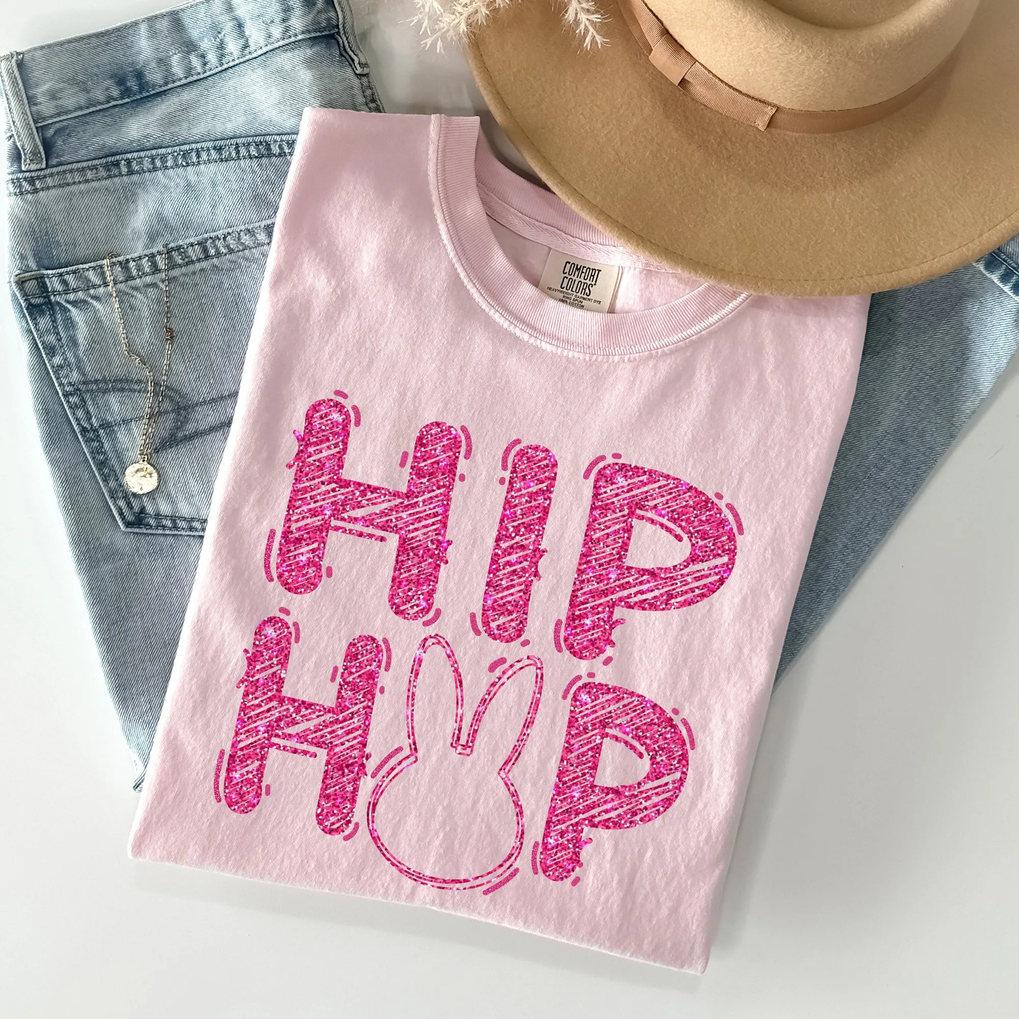 Hip Hop, Retro Glitter Effect, Bunny, Rabbit, Easter Comfort Colors Tshirt sold by Refinery Number One product image thumbnail 3