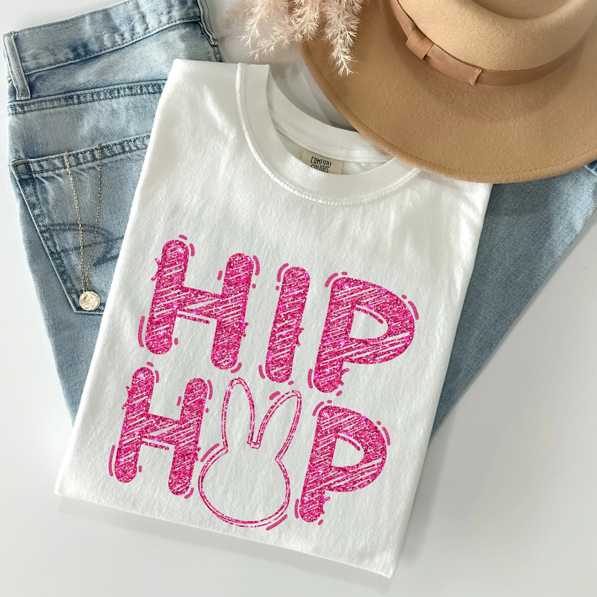 Hip Hop, Retro Glitter Effect, Bunny, Rabbit, Easter Comfort Colors Tshirt sold by Refinery Number One product image thumbnail 5