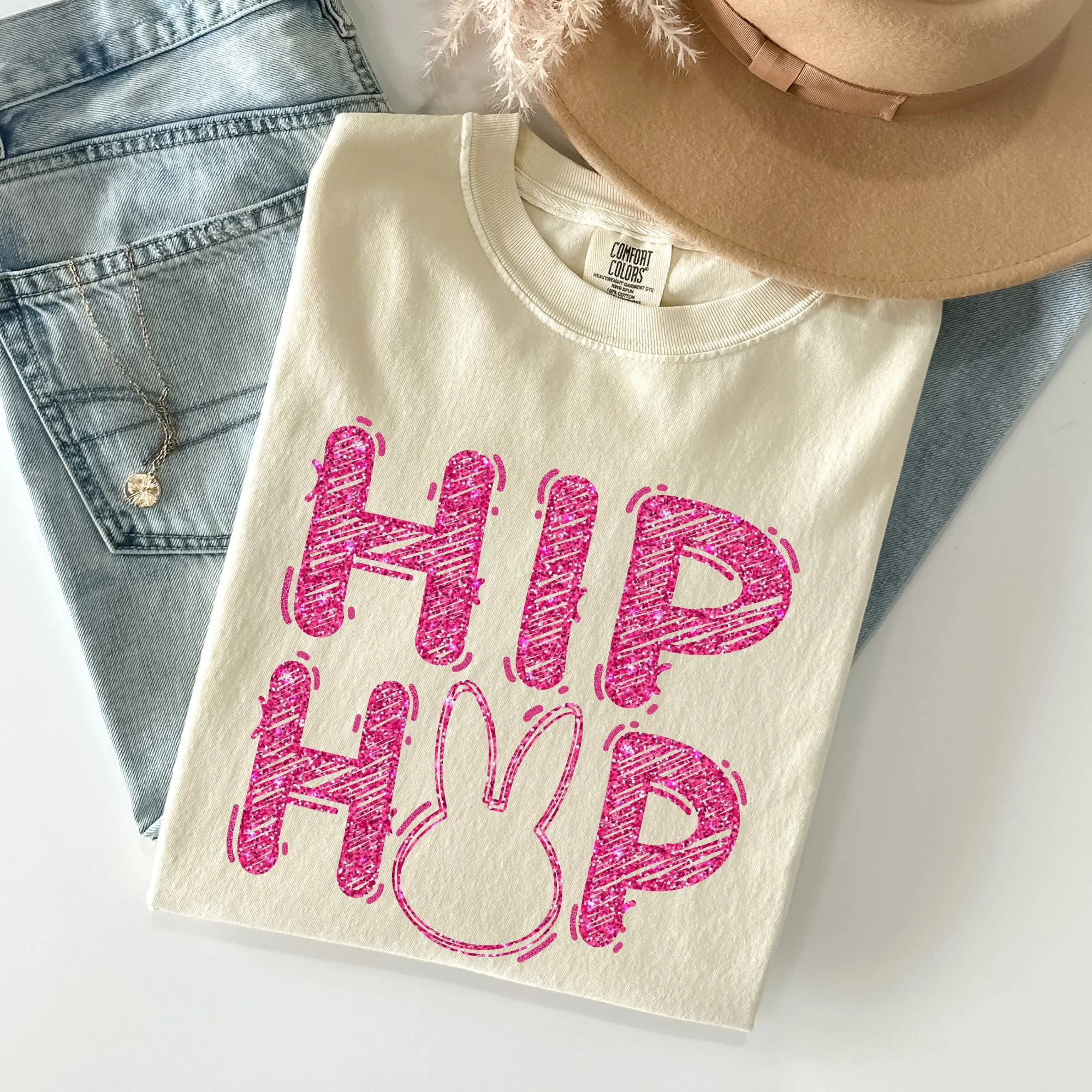 Hip Hop, Retro Glitter Effect, Bunny, Rabbit, Easter Comfort Colors Tshirt sold by Refinery Number One