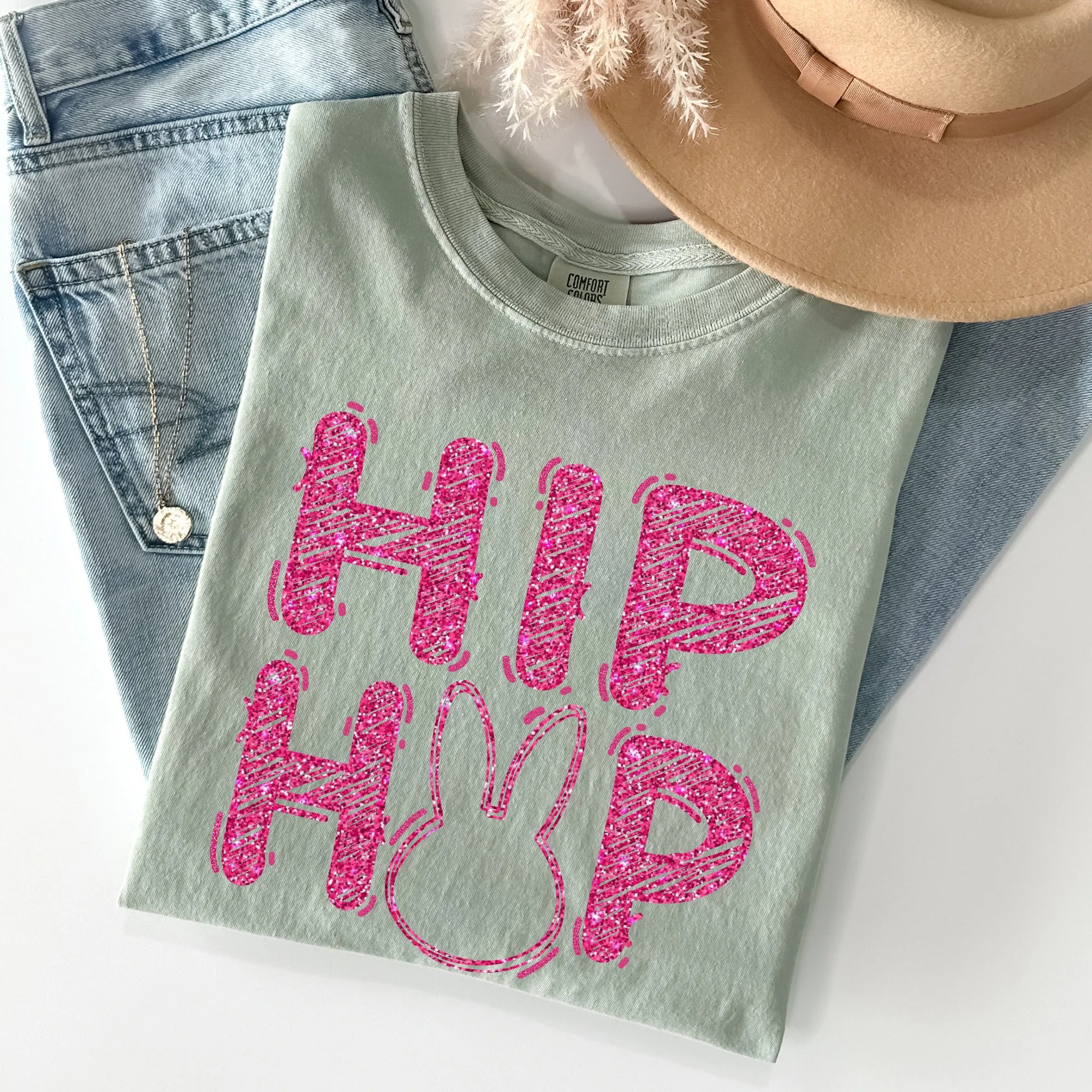 Hip Hop, Retro Glitter Effect, Bunny, Rabbit, Easter Comfort Colors Tshirt sold by Refinery Number One product image thumbnail 2