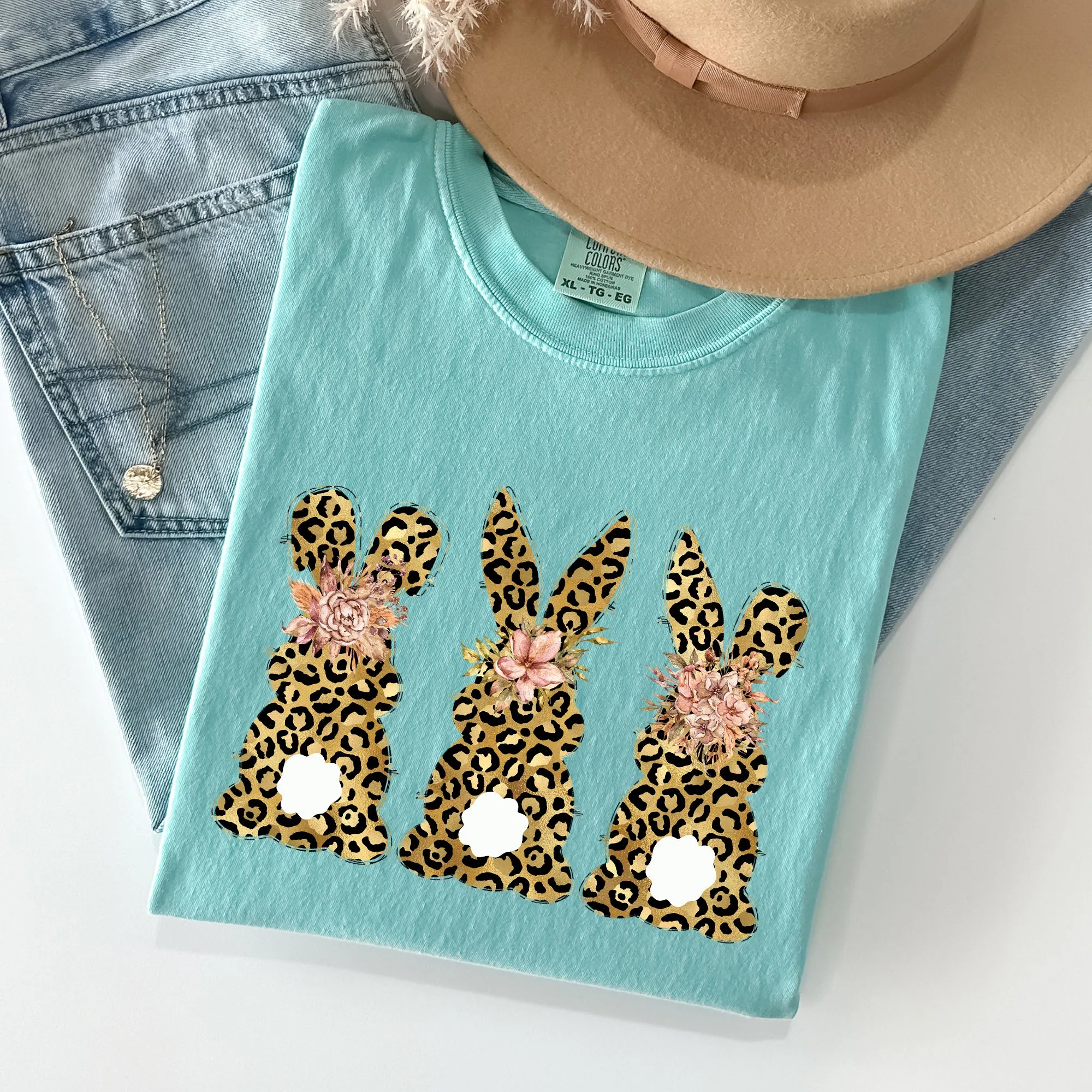 Leopard Print Easter Bunnies, Easter Rabbit Comfort Colors Tshirt sold by Refinery Number One product image thumbnail 5