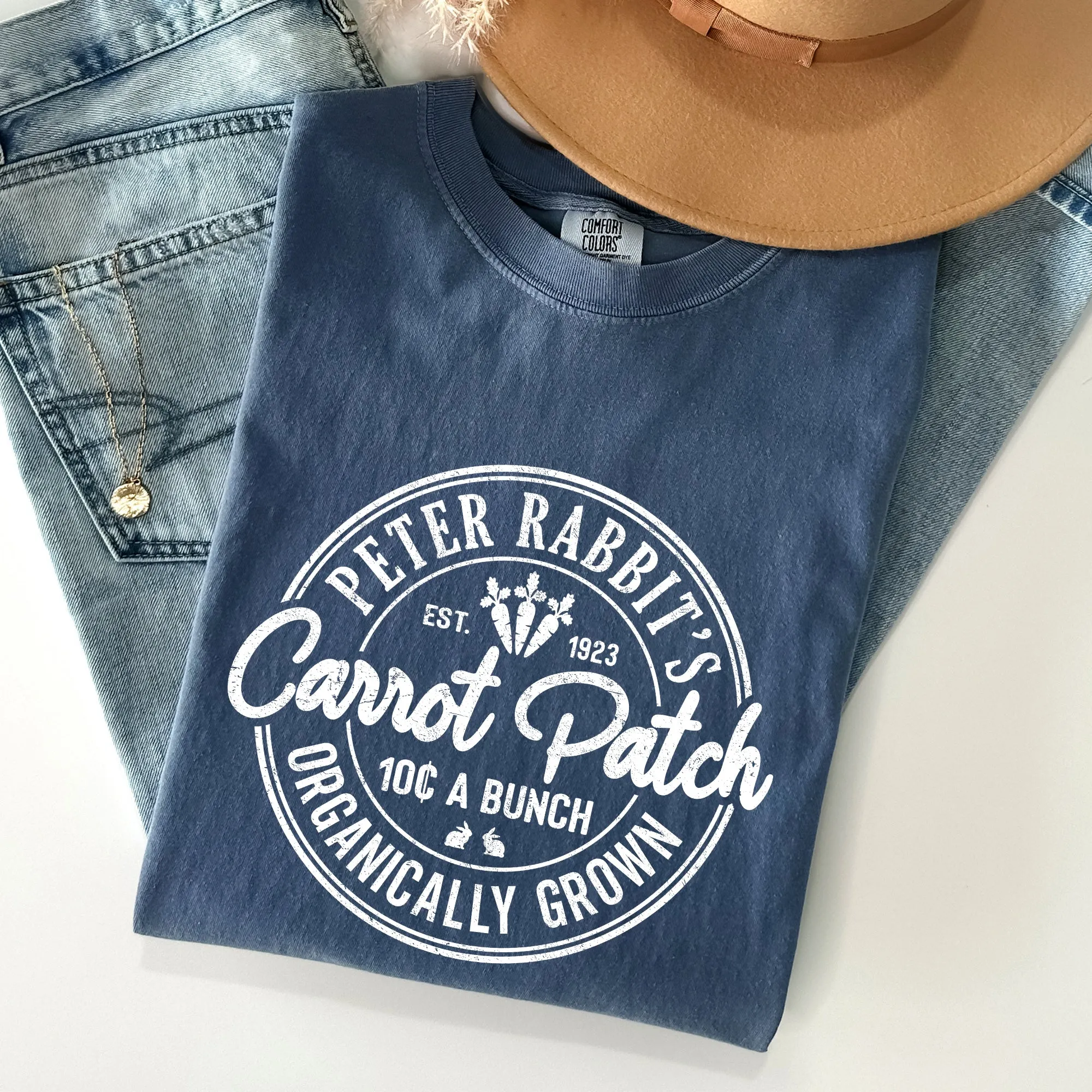 Peter Rabbit's Carrot Patch, Retro Farm Sign, Easter Comfort Colors Tshirt sold by Refinery Number One product image thumbnail 3