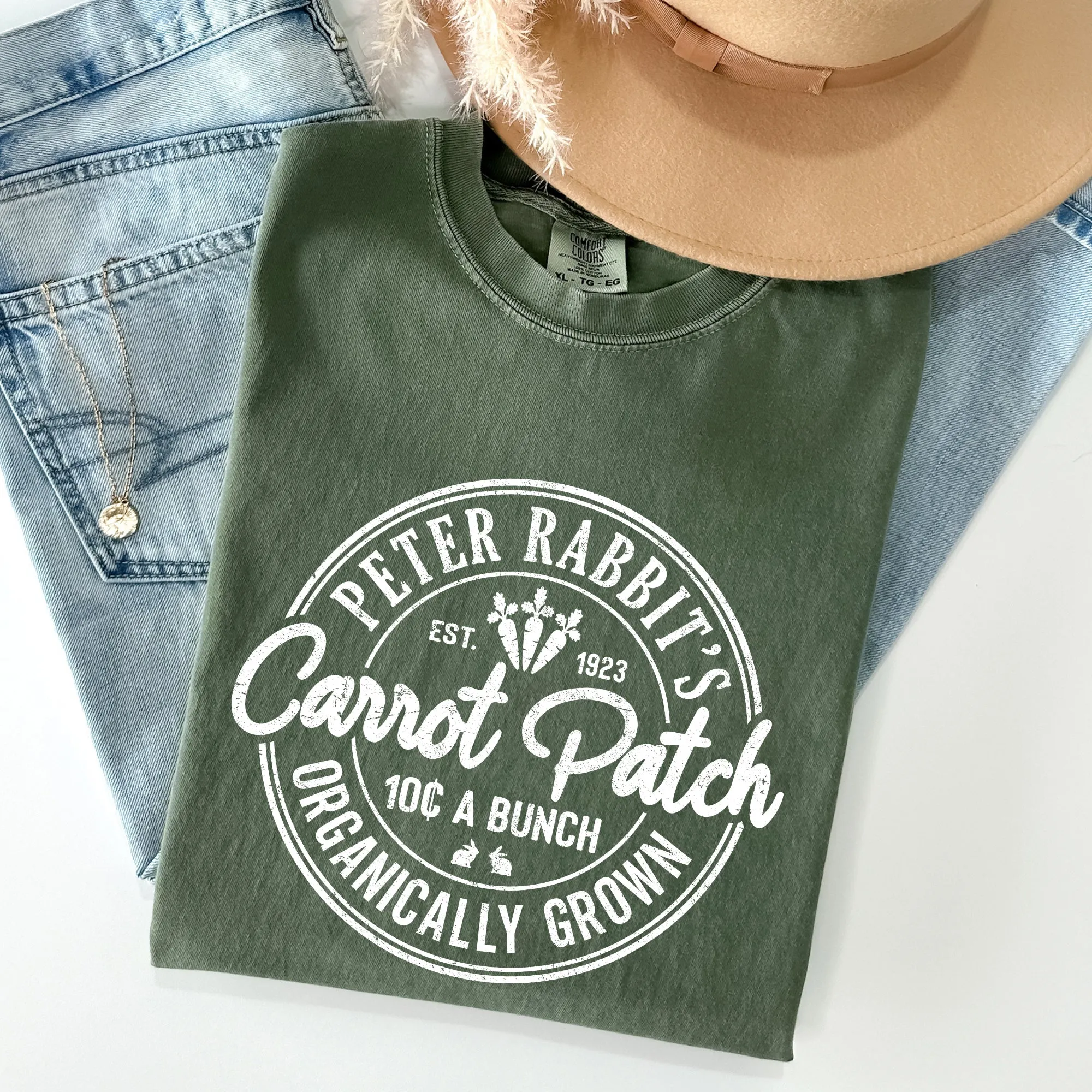 Peter Rabbit's Carrot Patch, Retro Farm Sign, Easter Comfort Colors Tshirt sold by Refinery Number One product image thumbnail 4