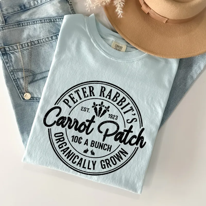 Peter Rabbit's Carrot Patch, Retro Farm Sign, Easter Comfort Colors Tshirt sold by Refinery Number One
