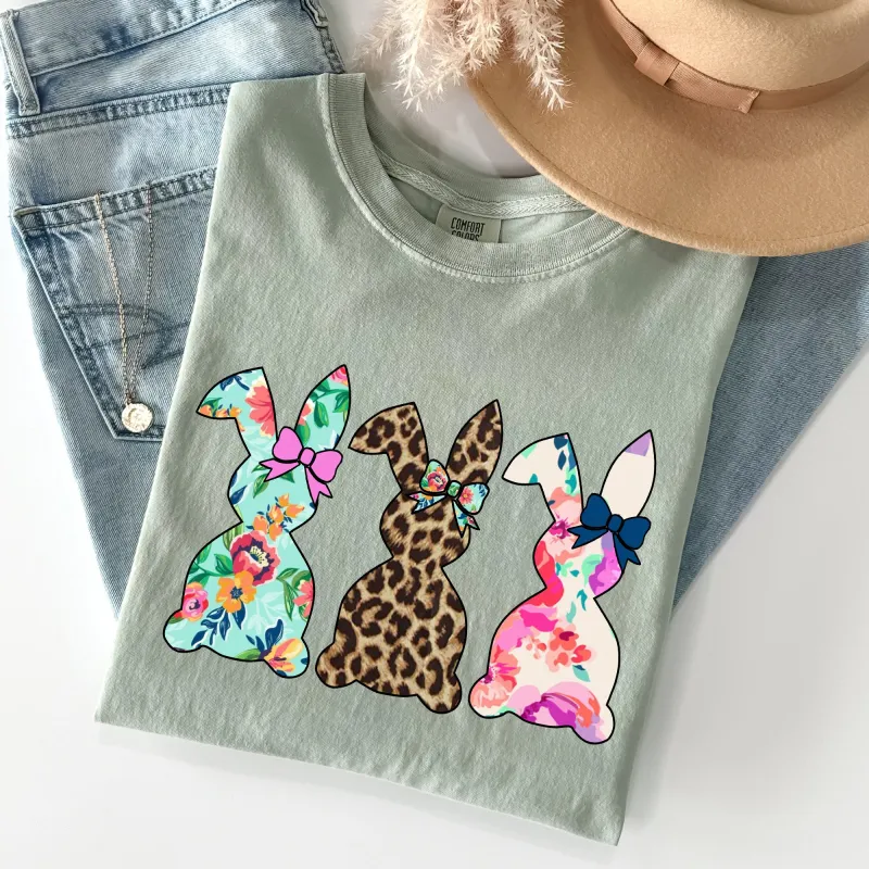 Retro Easter Rabbits, Floral, Leopard, Bunnies Comfort Colors Tshirt sold by Refinery Number One