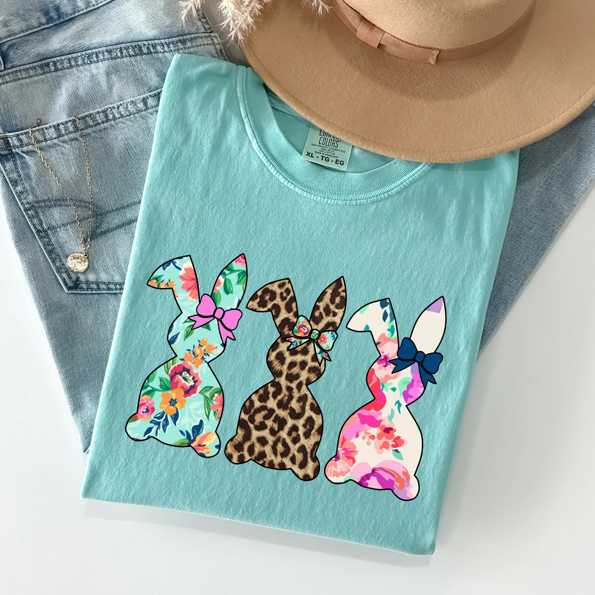 Retro Easter Rabbits, Floral, Leopard, Bunnies Comfort Colors Tshirt sold by Refinery Number One product image thumbnail 4