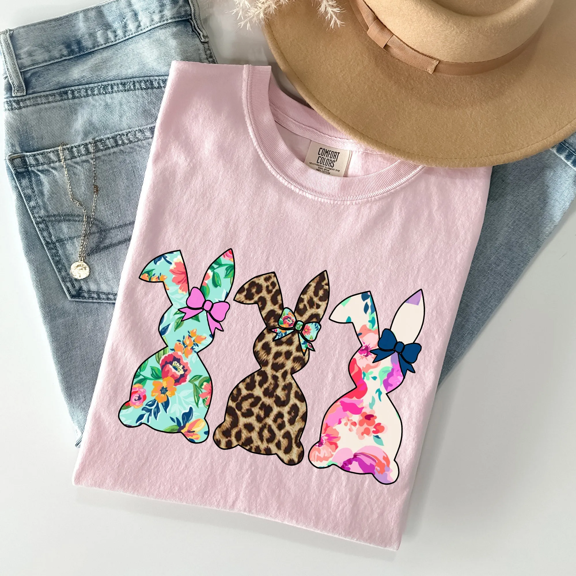 Retro Easter Rabbits, Floral, Leopard, Bunnies Comfort Colors Tshirt sold by Refinery Number One product image thumbnail 2