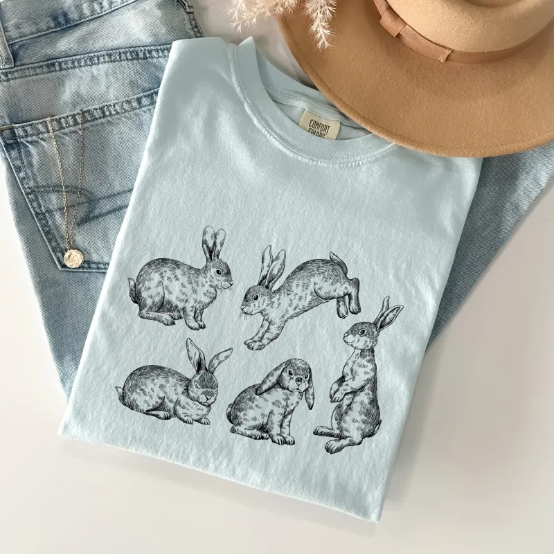 Vintage Easter Bunnies, Rabbit Comfort Colors Tshirt sold by Refinery Number One