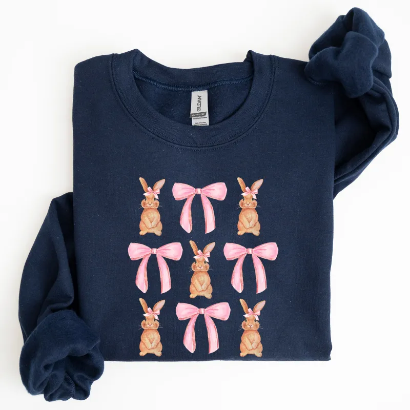 Easter Bunnies, Pink Bows, Coquette, Soft Girl Era Sweatshirt sold by Refinery Number One
