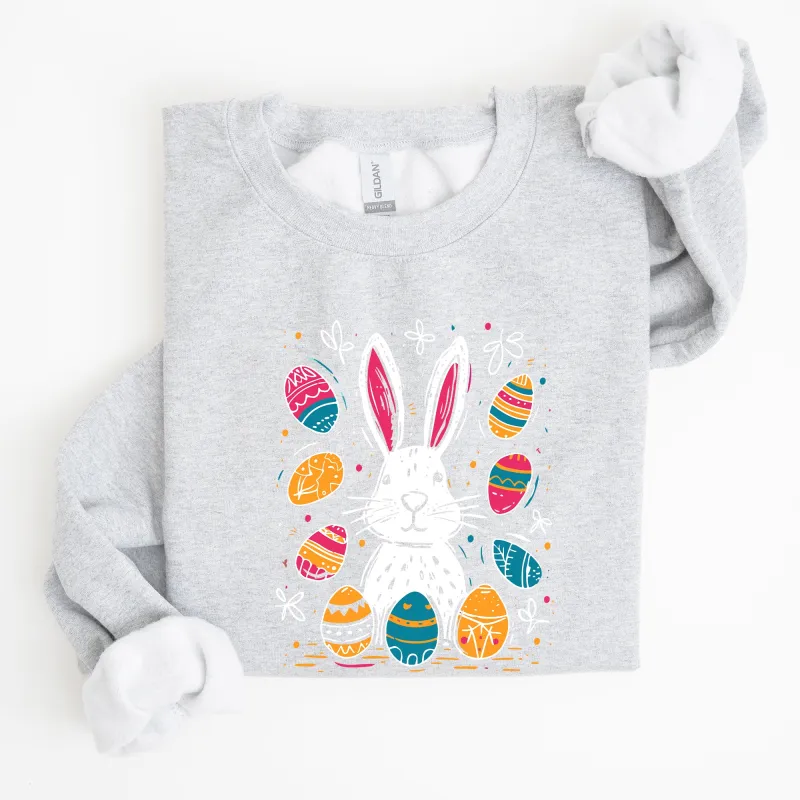 Retro Easter Bunny, Eggs, Cute Sweatshirt sold by Refinery Number One