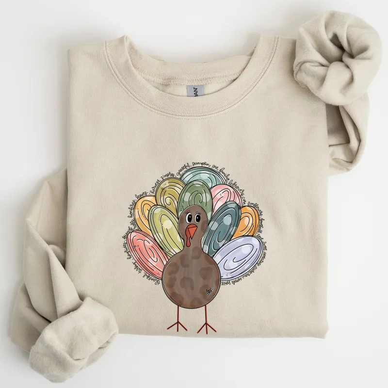 Thanksgiving Turkey, Cute, Autumn, Words Sweatshirt sold by Refinery Number One