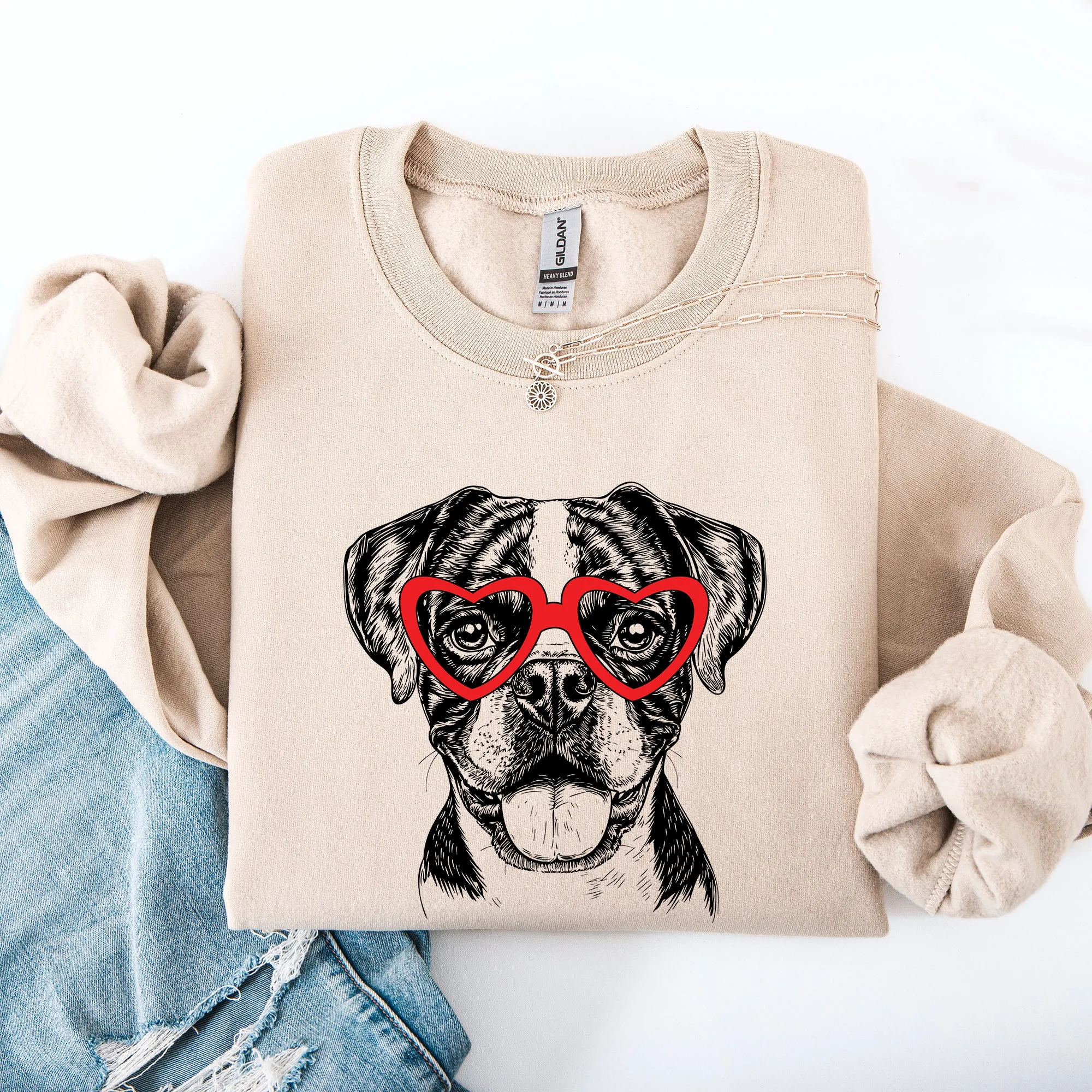 Boxer, Pet, Dog Breed, Valentine's Sweatshirt sold by Refinery Number One product image thumbnail 3