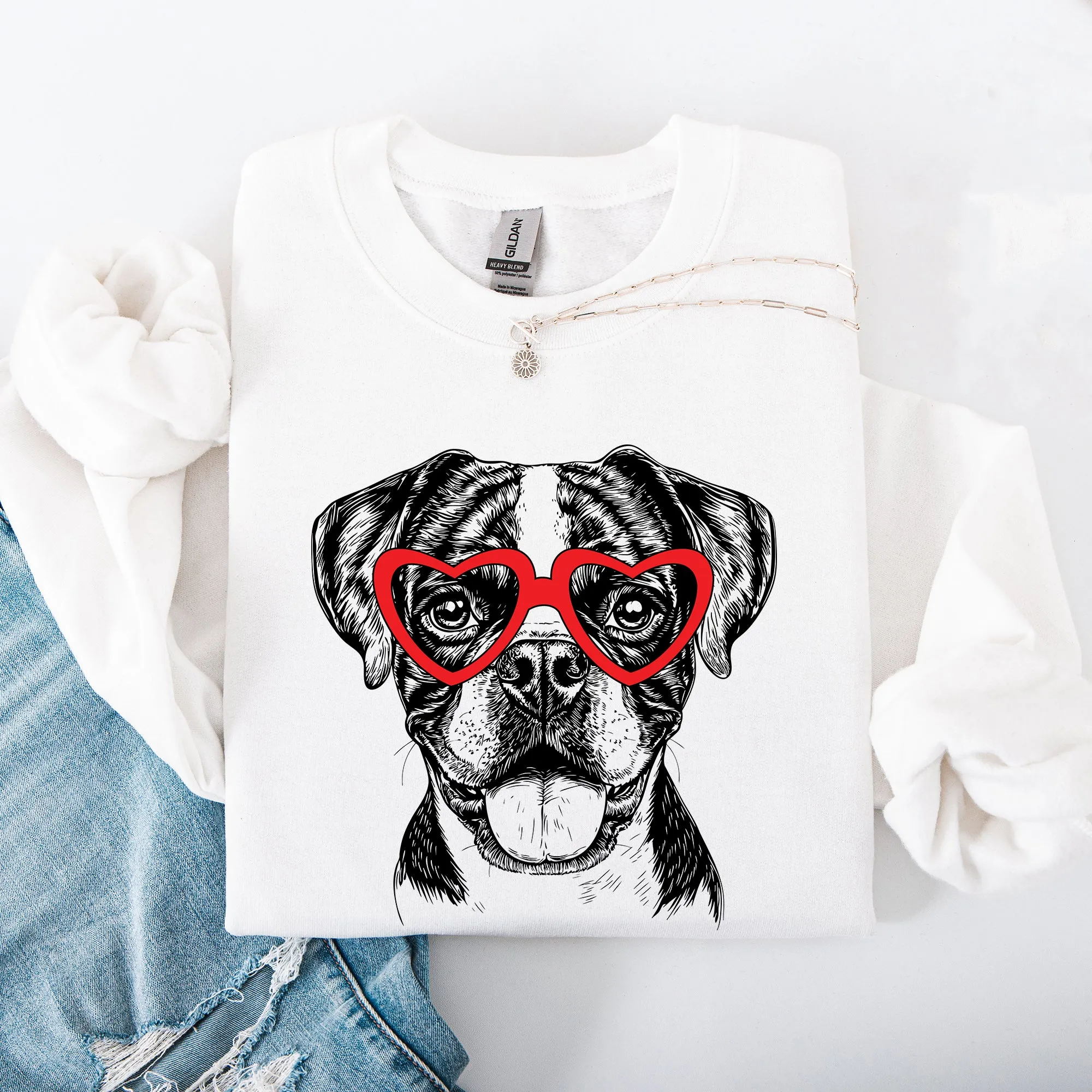 Boxer, Pet, Dog Breed, Valentine's Sweatshirt sold by Refinery Number One product image thumbnail 4