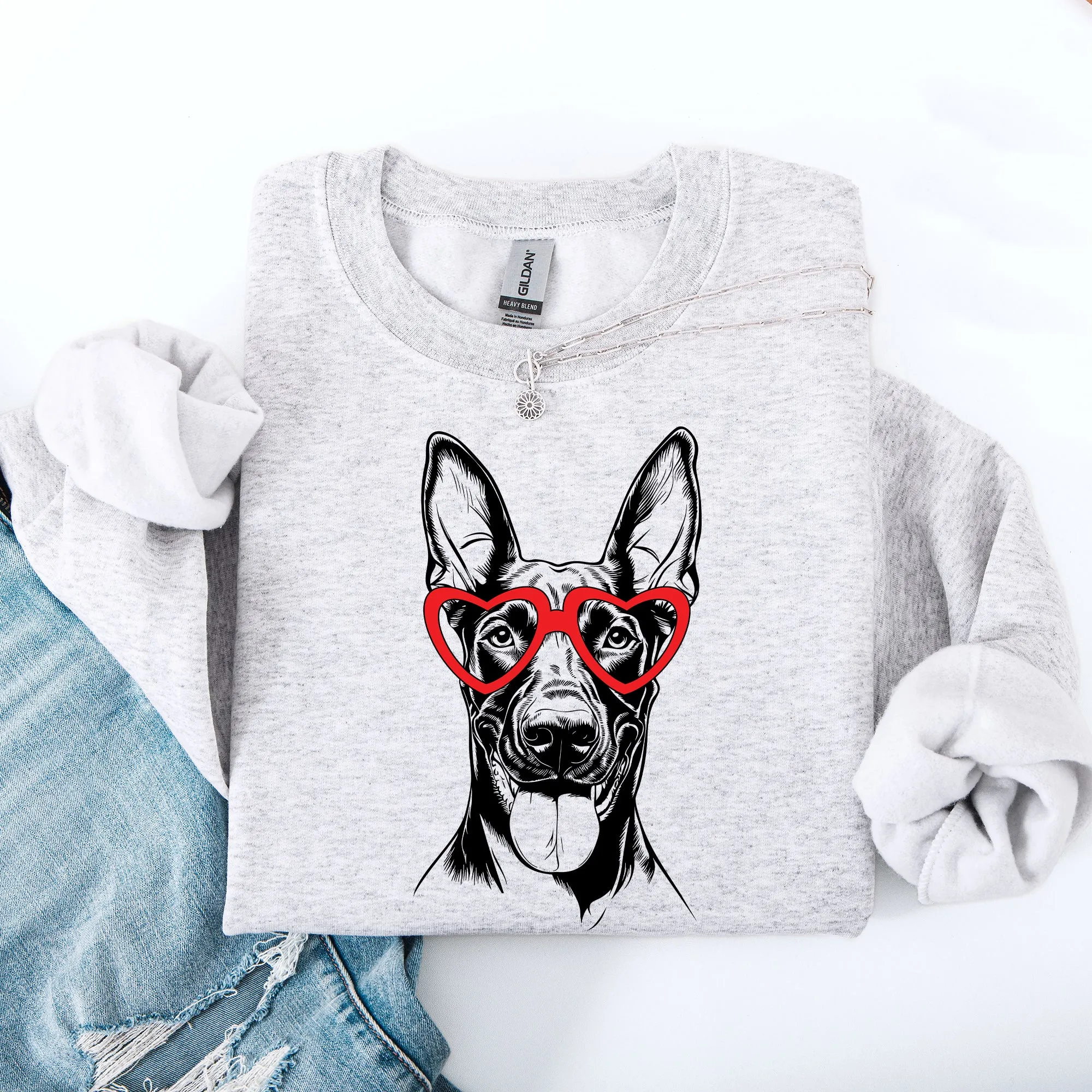Doberman, Pet, Dog Breed, Valentine's Sweatshirt sold by Refinery Number One product image thumbnail 2