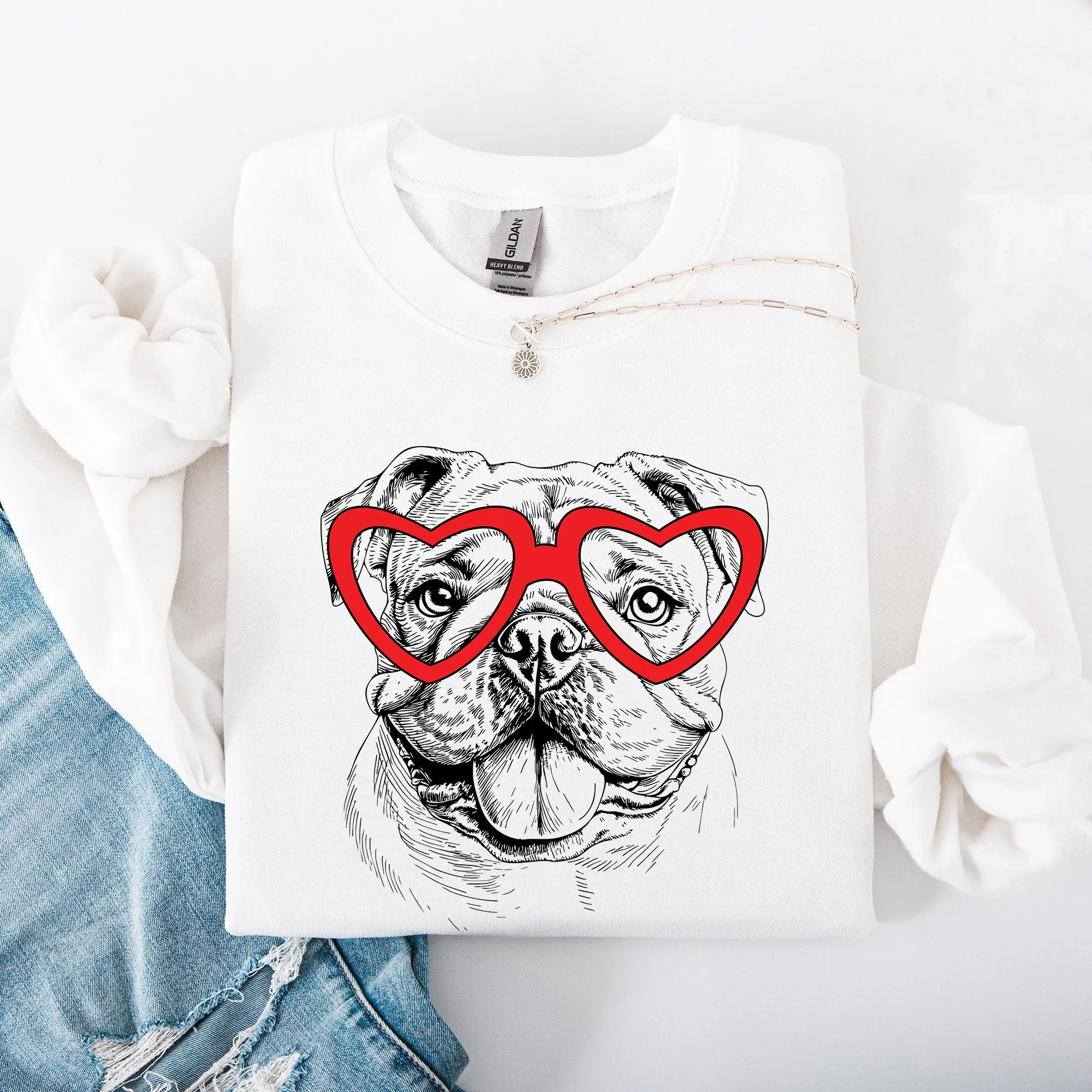 English Bulldog, Pet, Dog Breed, Valentine's Sweatshirt sold by Refinery Number One product image thumbnail 2