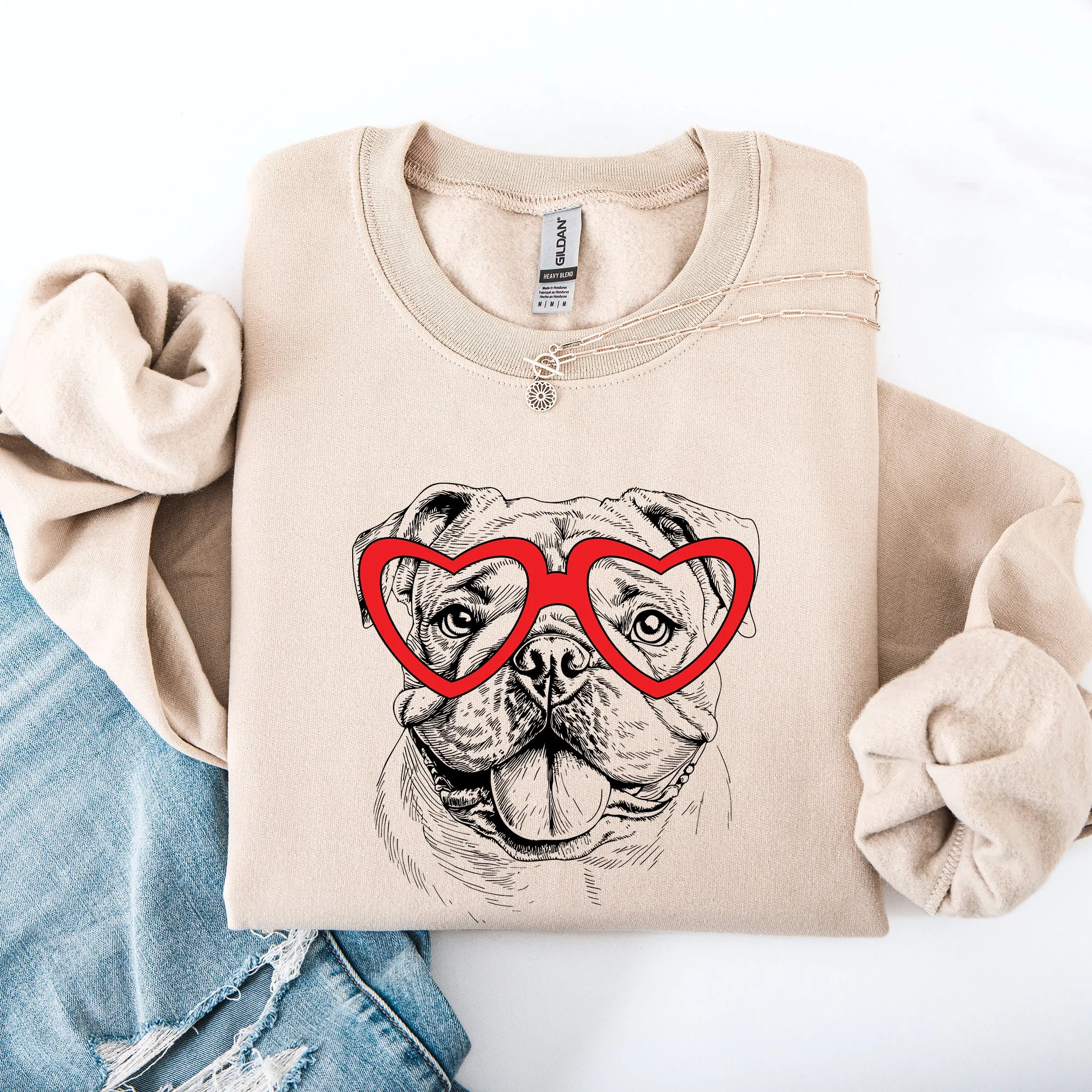 English Bulldog, Pet, Dog Breed, Valentine's Sweatshirt sold by Refinery Number One product image thumbnail 4