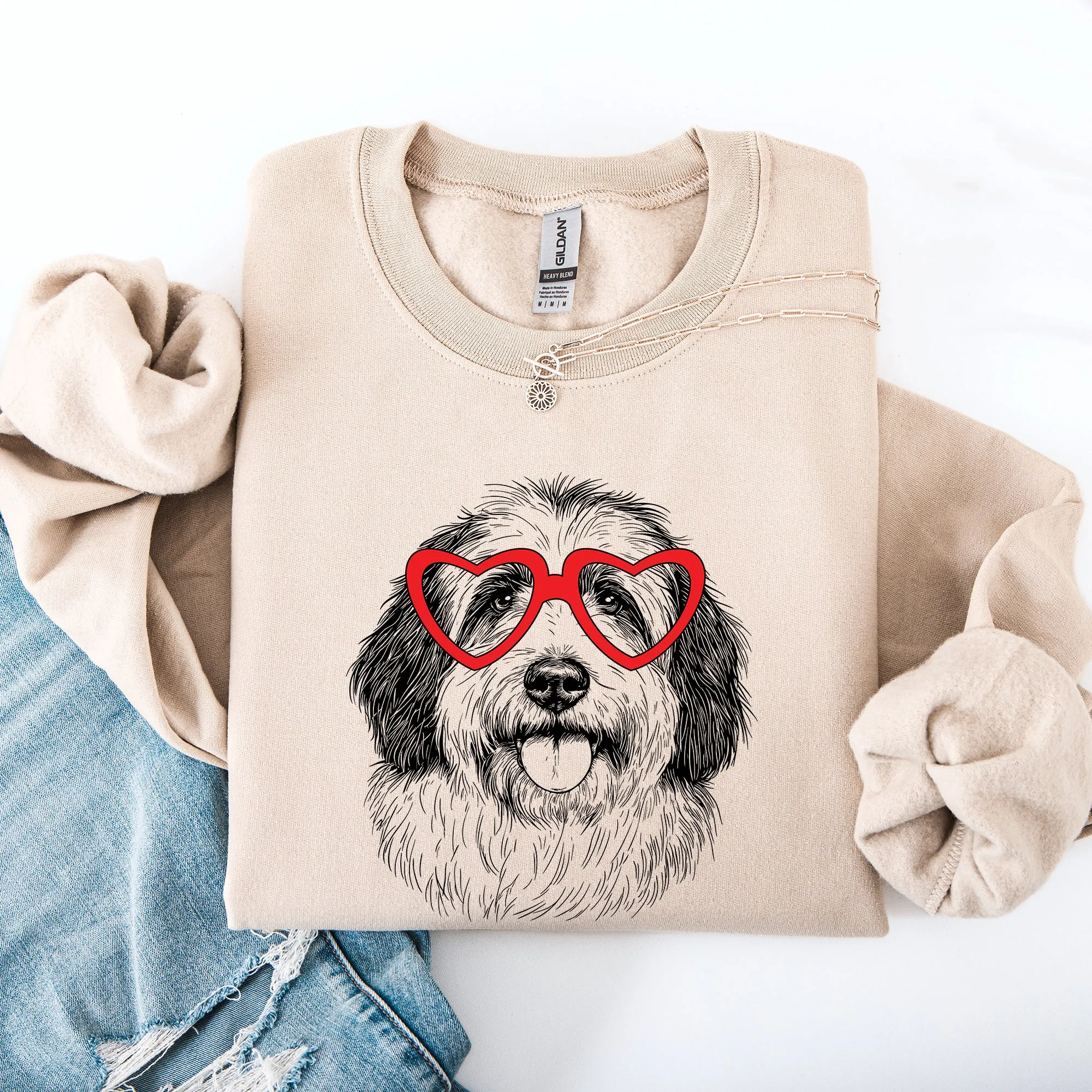 English Sheepdog, Pet, Dog Breed, Valentine's Sweatshirt sold by Refinery Number One