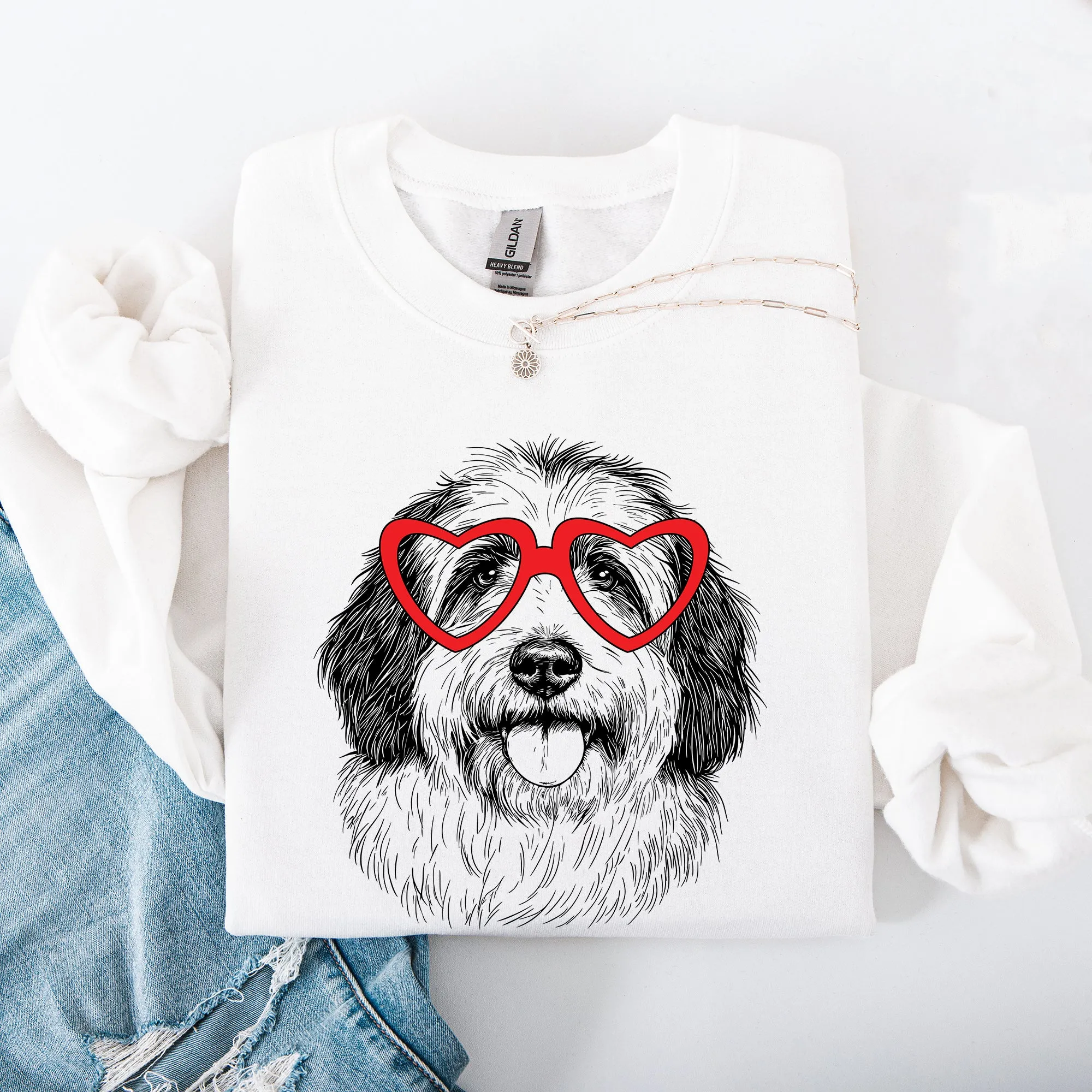 English Sheepdog, Pet, Dog Breed, Valentine's Sweatshirt sold by Refinery Number One product image thumbnail 4