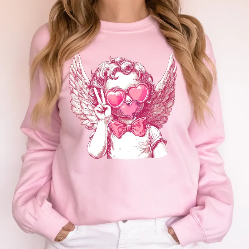 Cupid, Peace, Sunglasses, Wings, Valentine's Day, Love Sweatshirt sold by Refinery Number One