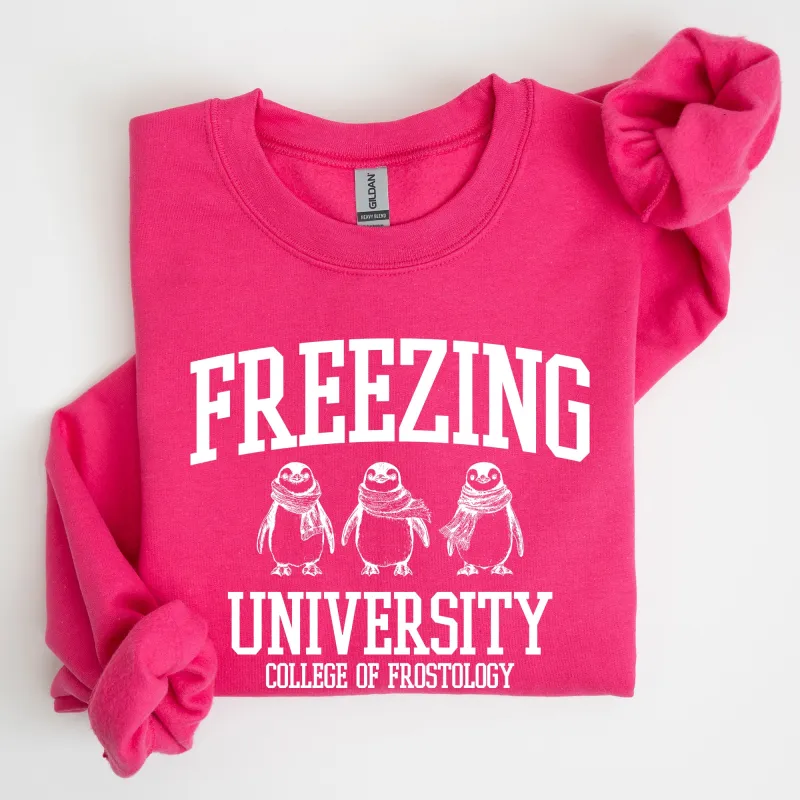 Freezing University, Funny, Penguins, Winter, Cold Sweatshirt sold by Refinery Number One
