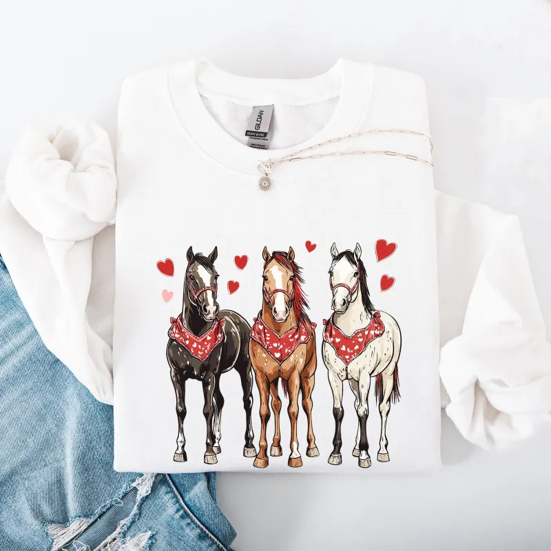 Horses, Western, Valentine's Day, Classic, Country, Cowboy, Cowgirl, Rodeo Sweatshirt sold by Refinery Number One