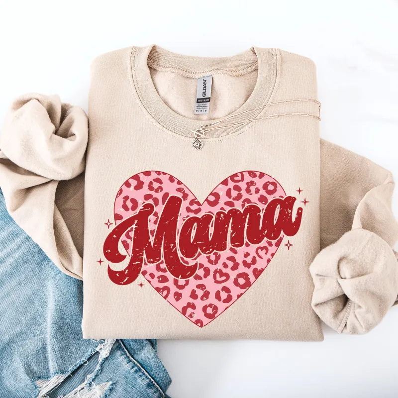 Mama, Leopard Print Hearts, Valentine's Day, Love, Hearts Sweatshirt sold by Refinery Number One