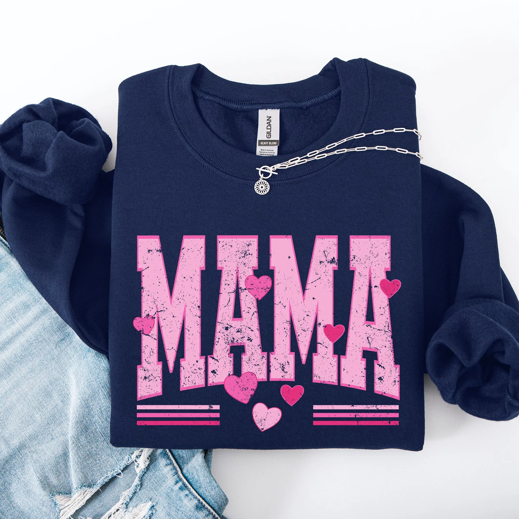 Mama Love Valentine's Day Hearts Stripes Cozy Family Love Message Warmth And Togetherness Theme Sweatshirt sold by Refinery Number One
