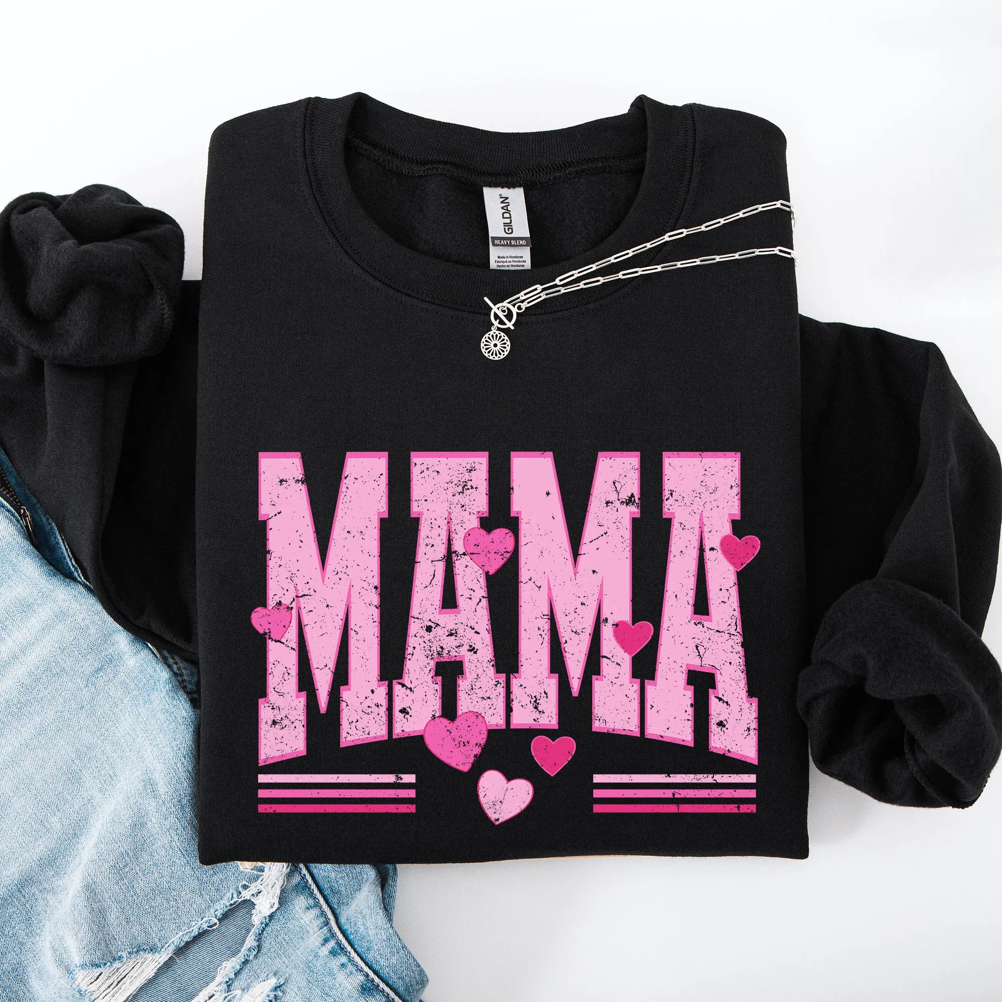 Mama Love Valentine's Day Hearts Stripes Cozy Family Love Message Warmth And Togetherness Theme Sweatshirt sold by Refinery Number One product image thumbnail 3