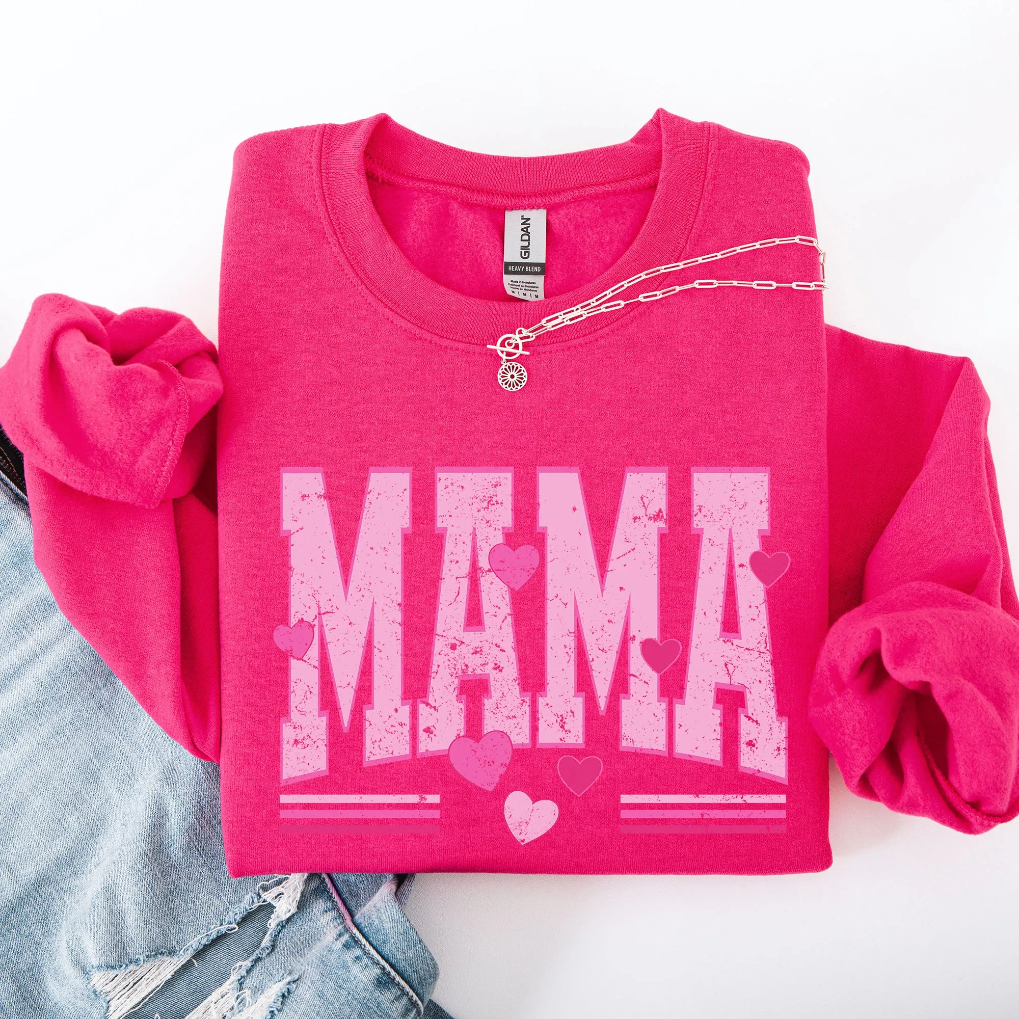 Mama Love Valentine's Day Hearts Stripes Cozy Family Love Message Warmth And Togetherness Theme Sweatshirt sold by Refinery Number One product image thumbnail 4