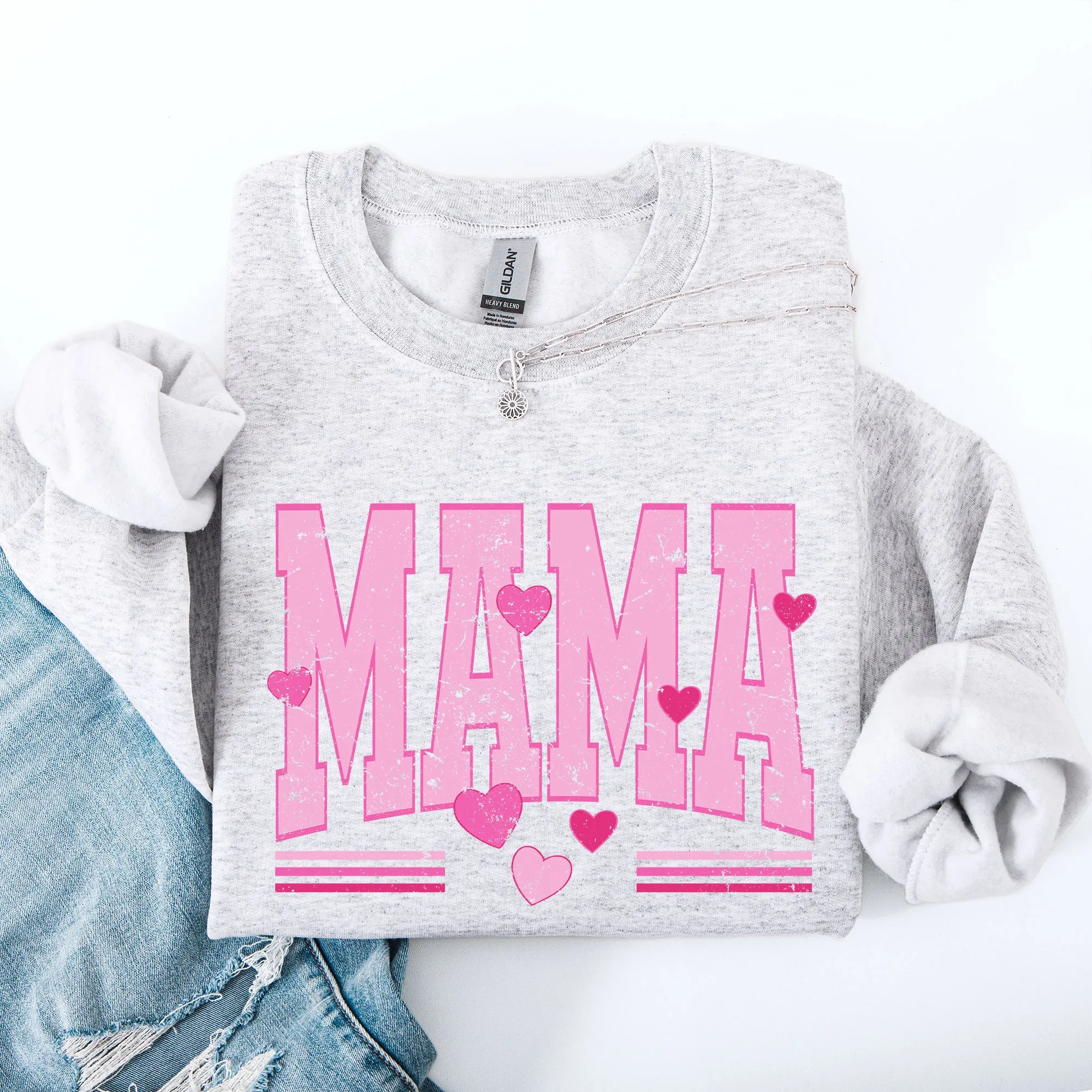Mama Love Valentine's Day Hearts Stripes Cozy Family Love Message Warmth And Togetherness Theme Sweatshirt sold by Refinery Number One product image thumbnail 2
