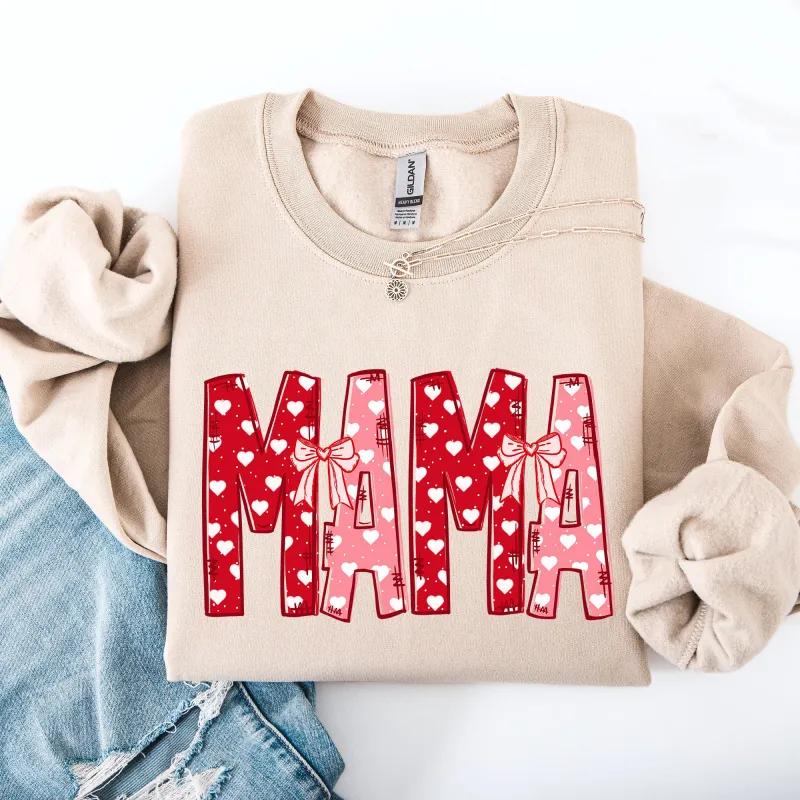 Mama, Valentine's Day, Ribbons, Hearts, Love Sweatshirt sold by Refinery Number One