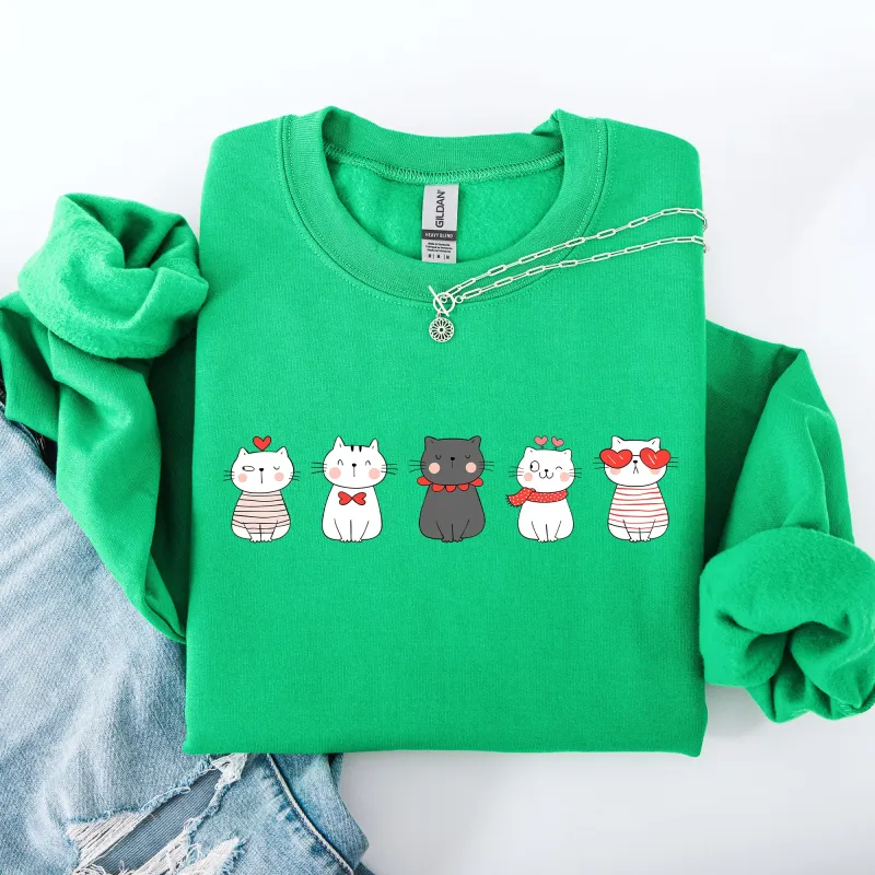 Valentine's Cat, Cute, Kawaii, Love, Heart Sweatshirt sold by Refinery Number One