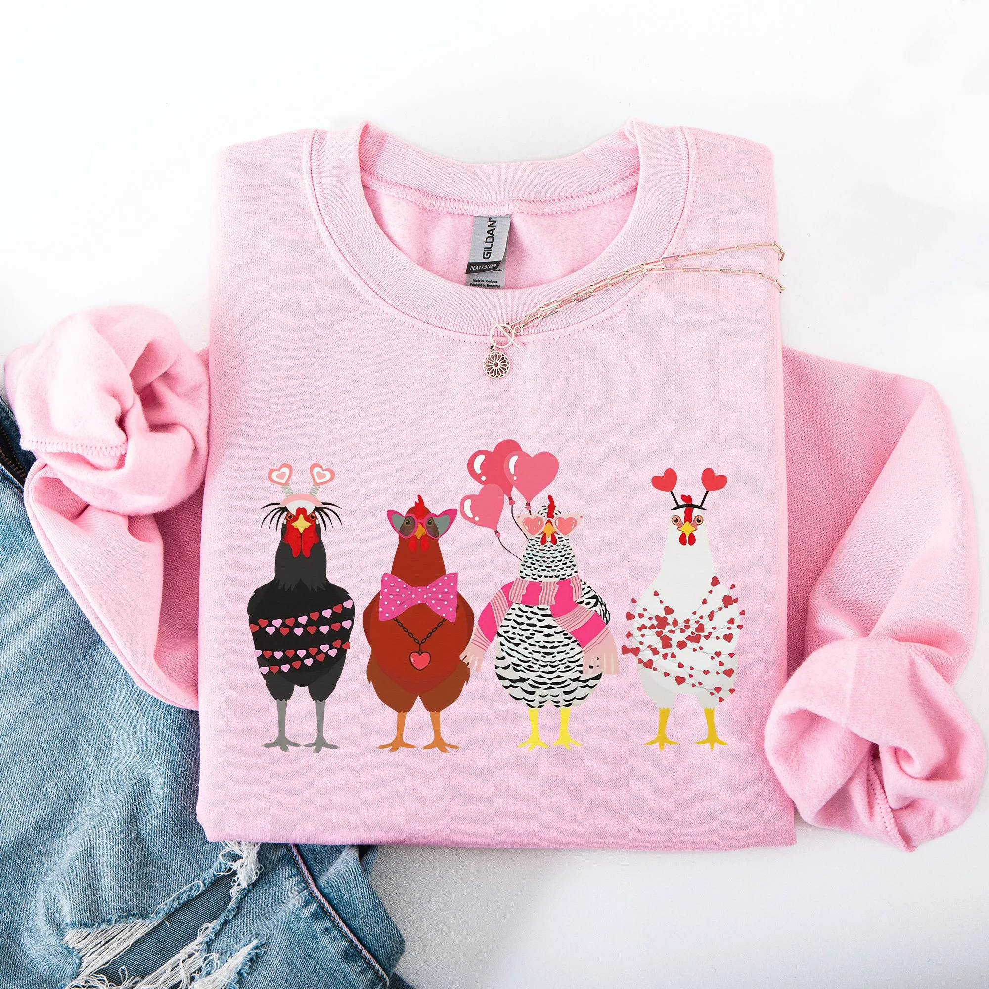 Valentine's Chickens, Cute, Farm, Love, Hearts Sweatshirt sold by Refinery Number One product image thumbnail 5
