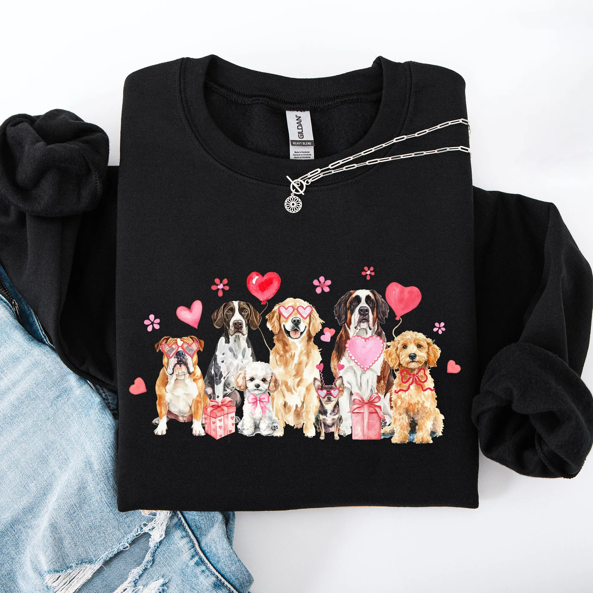 Valentine's Dogs, Cute, Animal Lover, Hearts, Love Sweatshirt sold by Refinery Number One product image thumbnail 5