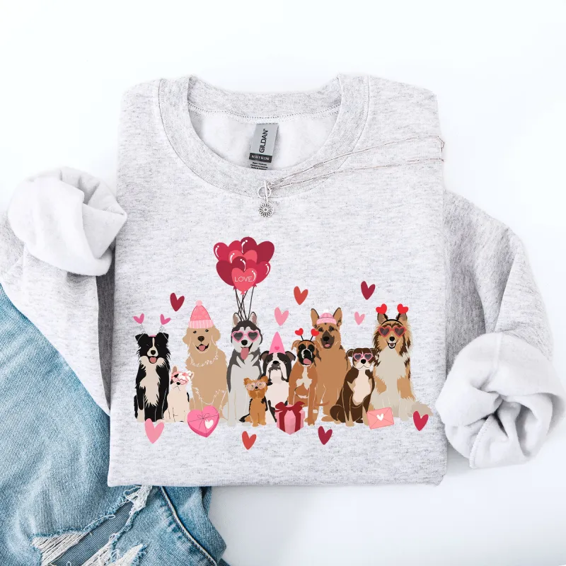 Valentine's Dogs, Cute, Balloons, Animal Lover, Hearts, Love Sweatshirt sold by Refinery Number One