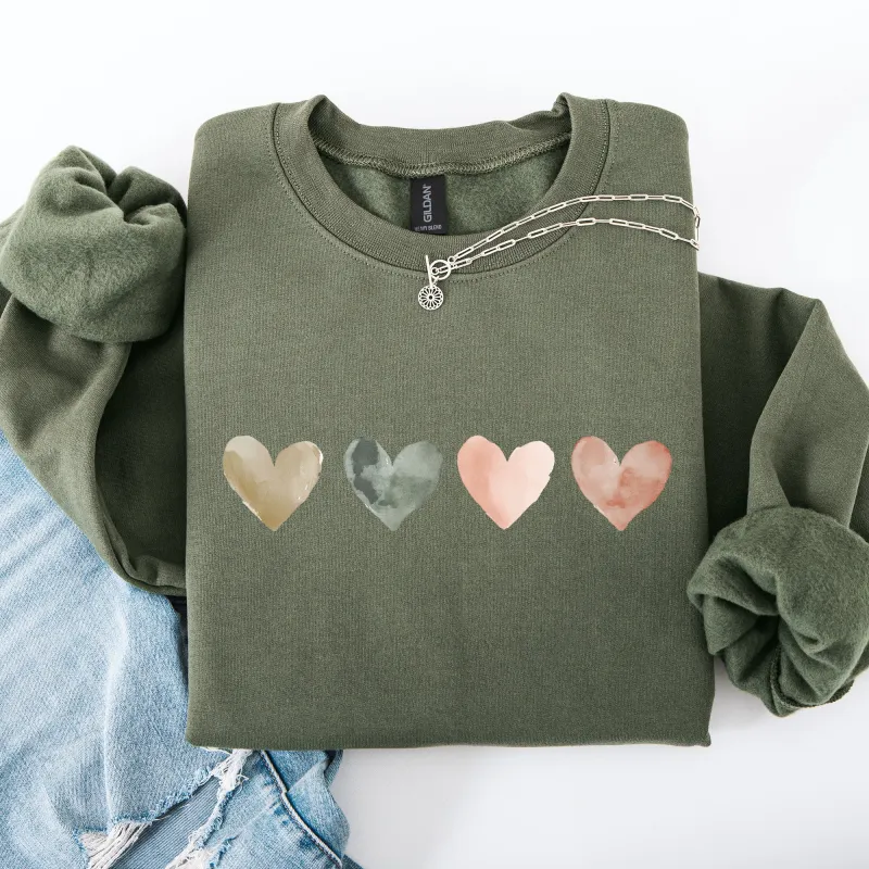Watercolor Hearts, Valentine's Day, Love, Classic, Minimalist Sweatshirt sold by Refinery Number One