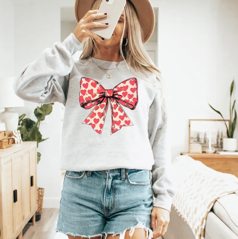Vintage Bow, Hearts, Coquette, Valentine's Day, Love Sweatshirt sold by Refinery Number One