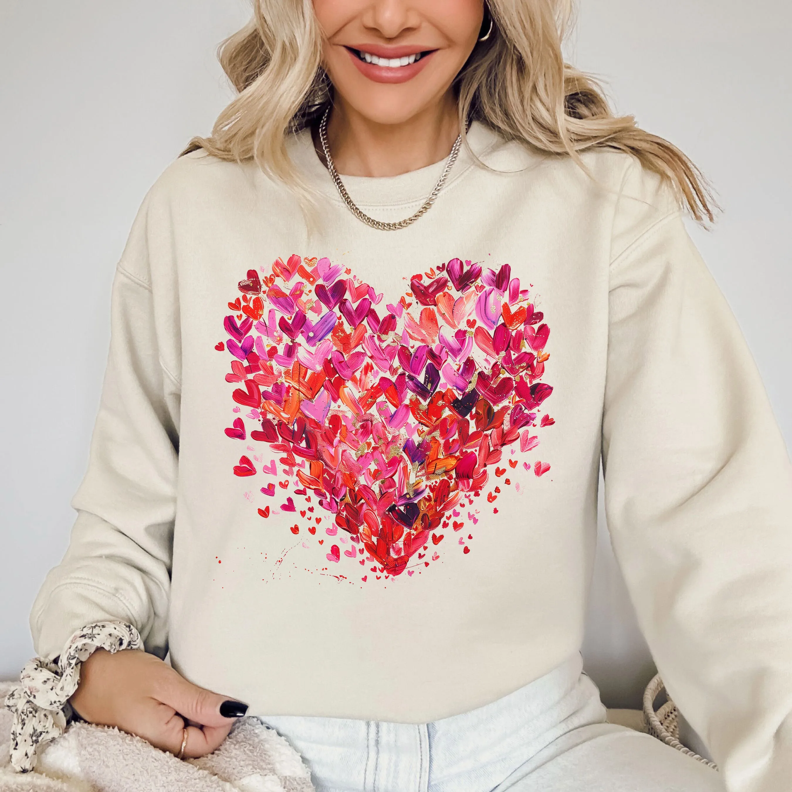 Watercolor Hearts, Colorful, Valentine's Day, Love Sweatshirt sold by Refinery Number One product image thumbnail 3