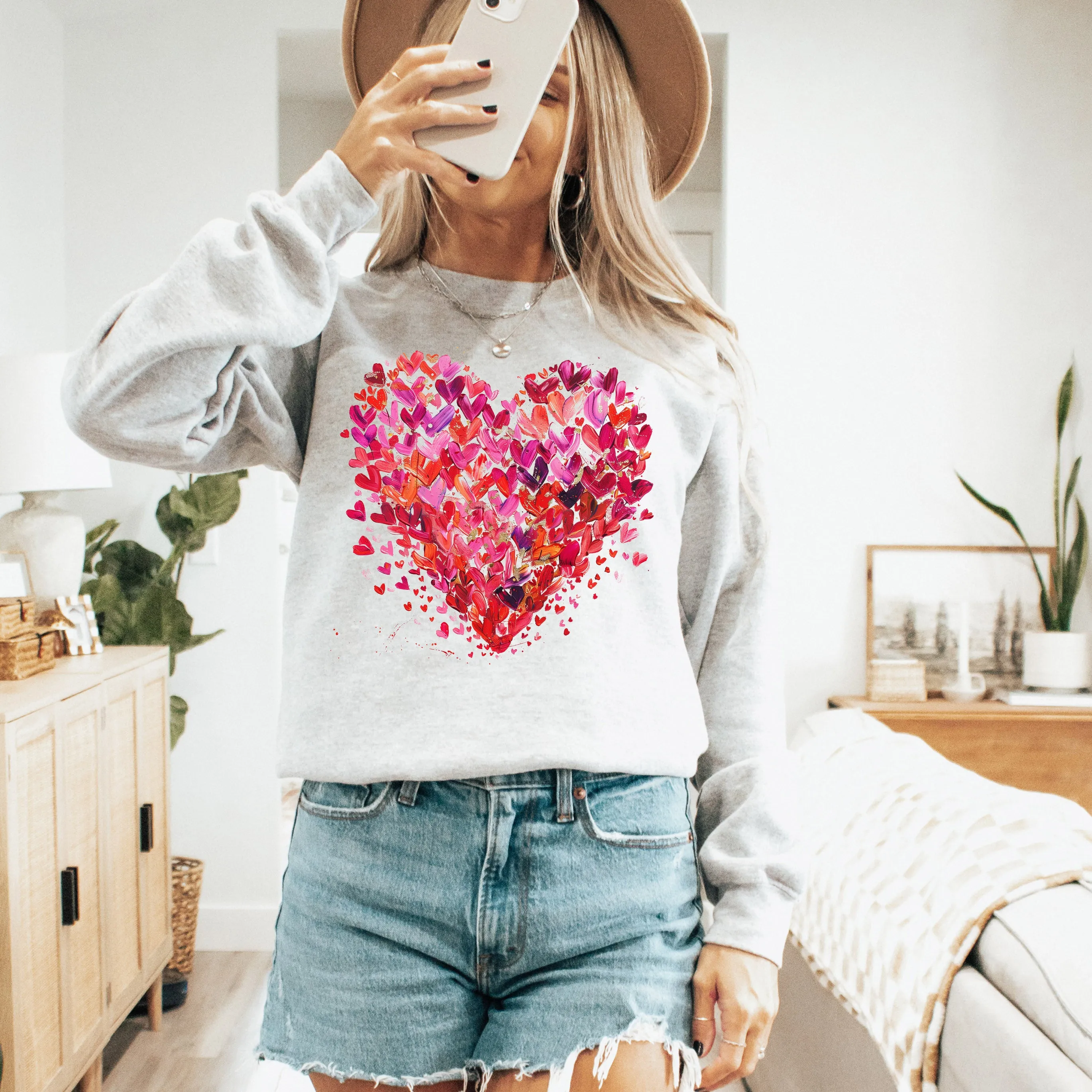 Watercolor Hearts, Colorful, Valentine's Day, Love Sweatshirt sold by Refinery Number One product image thumbnail 2